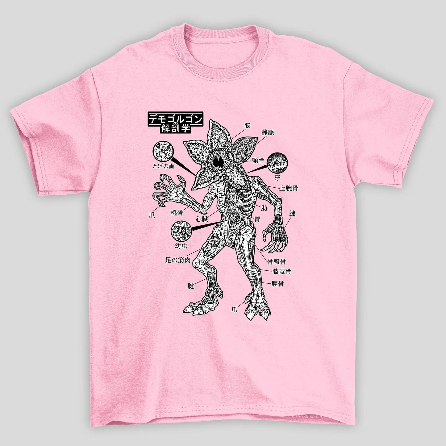 Camiseta Básica Unissex Anatomia Demodog Japones Stranger Things