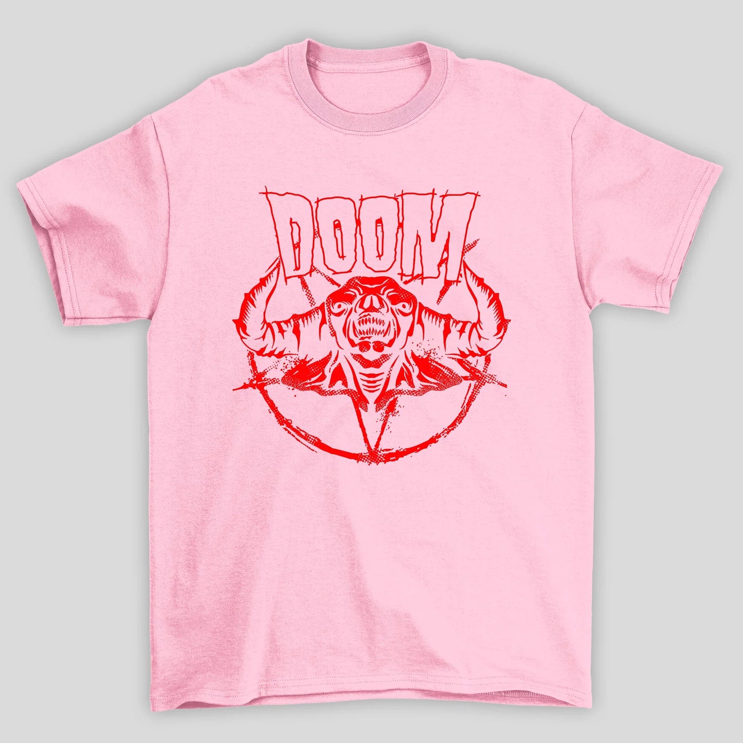 Camiseta Básica Unissex Doom Demon Pentagrama