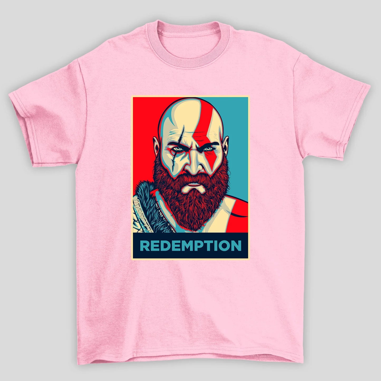 Camiseta Básica Unissex Kratos Rosto Art Pop God Of War