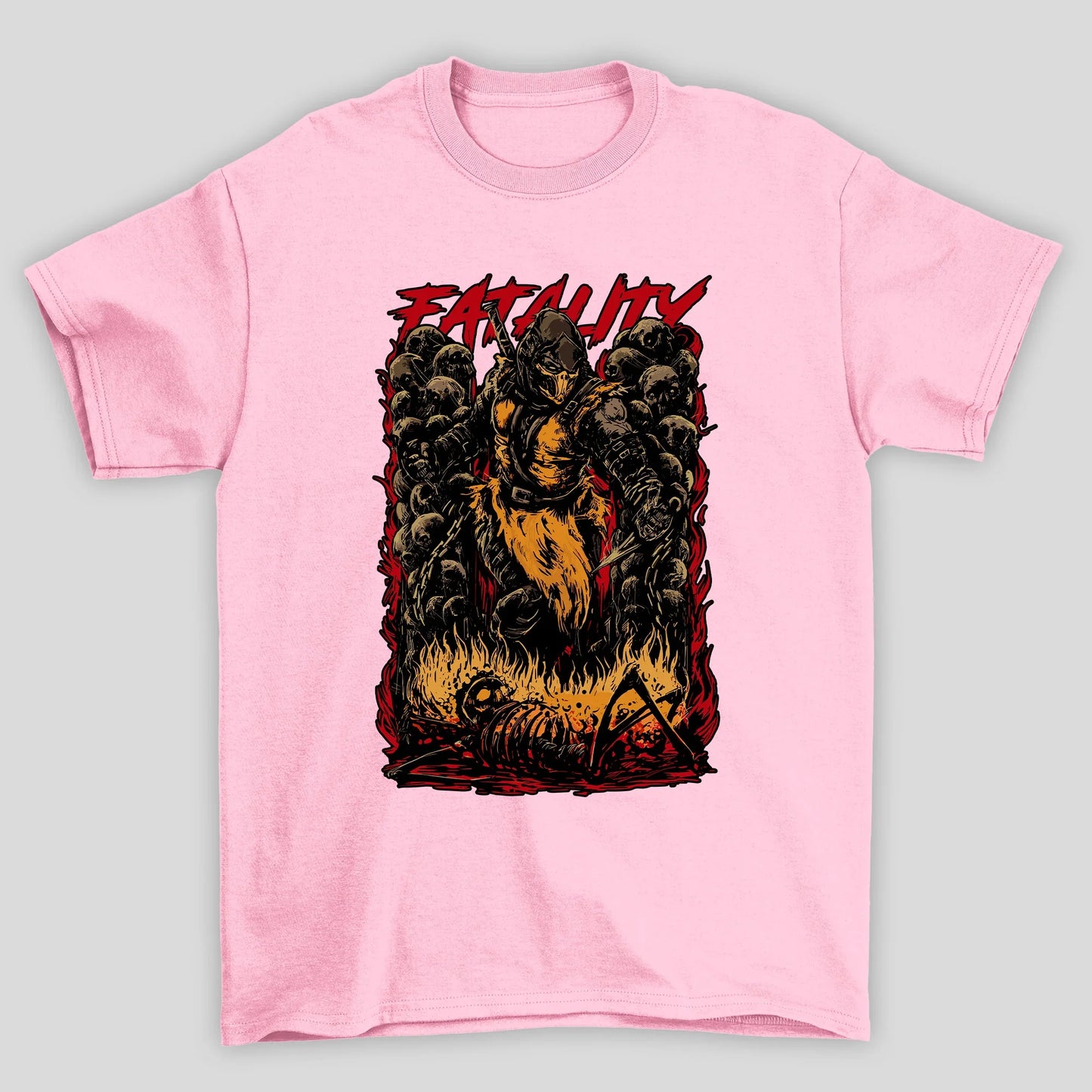 Camiseta Básica Unissex Mortal Kombat Scorpion Fatality