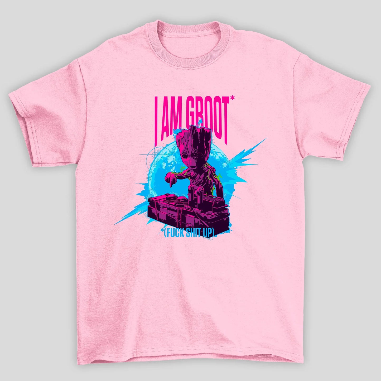 Camiseta Básica Unissex Groot Fuck Shit Up Guardioes Da Galaxia