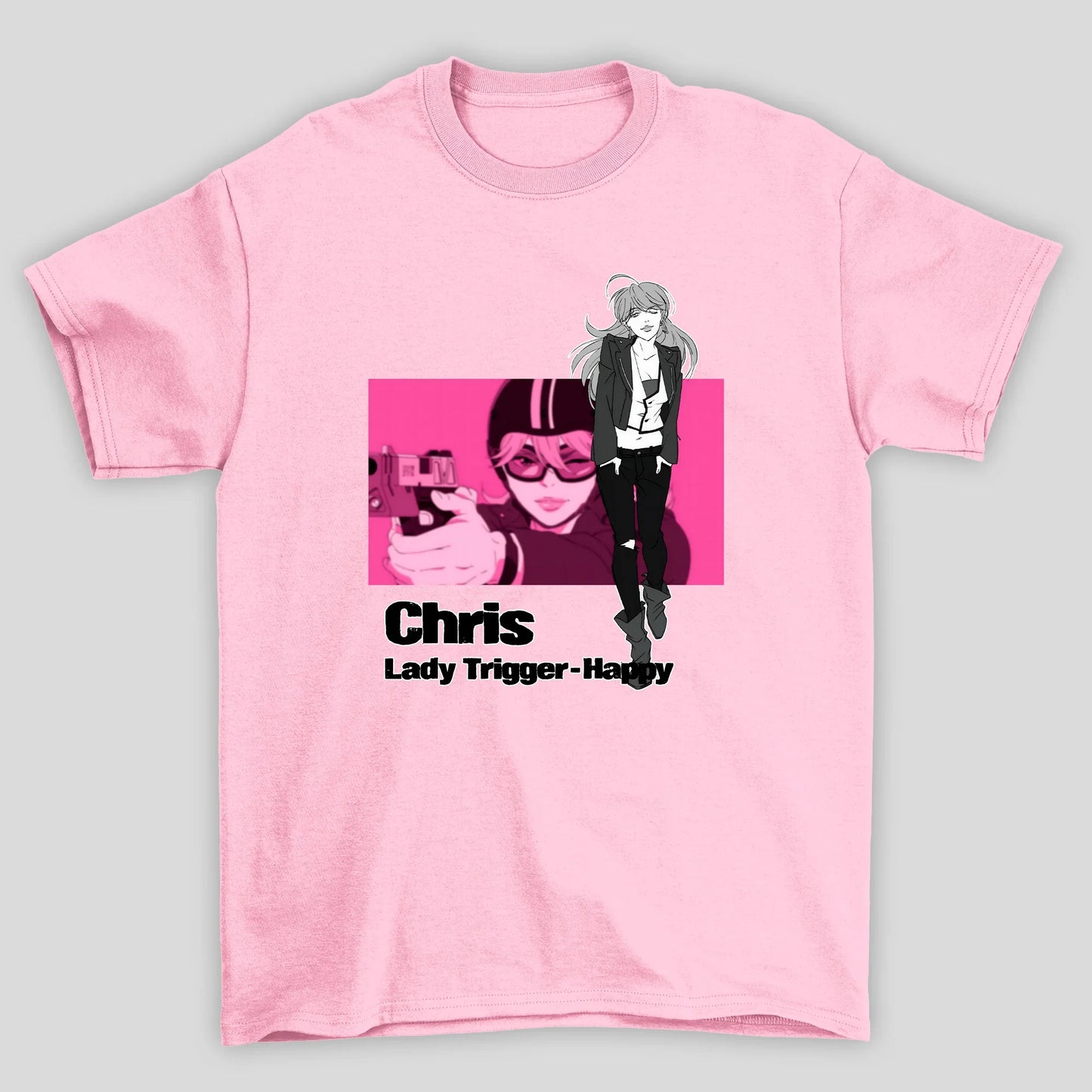Camiseta Básica Unissex Chris Lady Trigger-Happy Lazarus