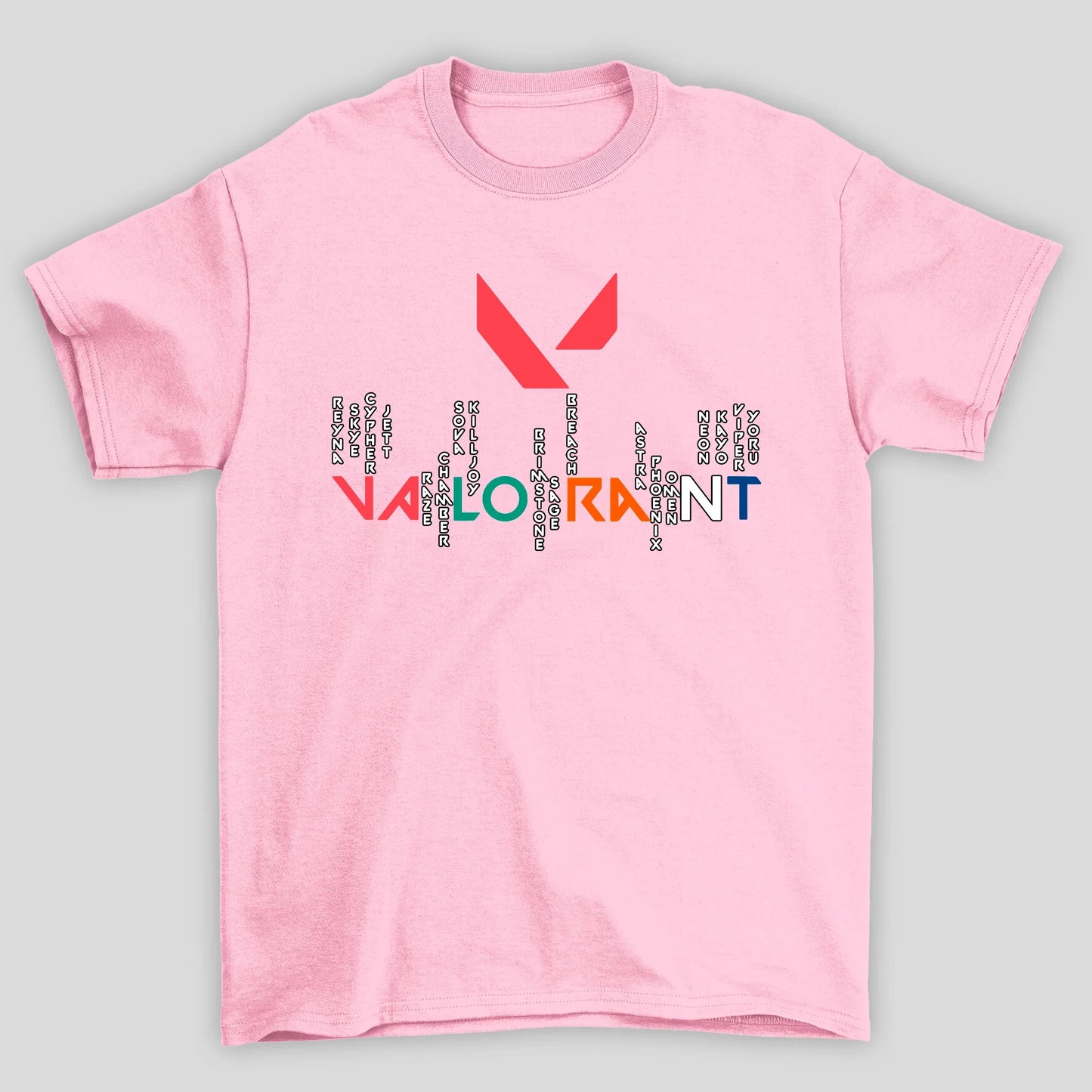 Camiseta Básica Unissex Nomes Logo Valorant