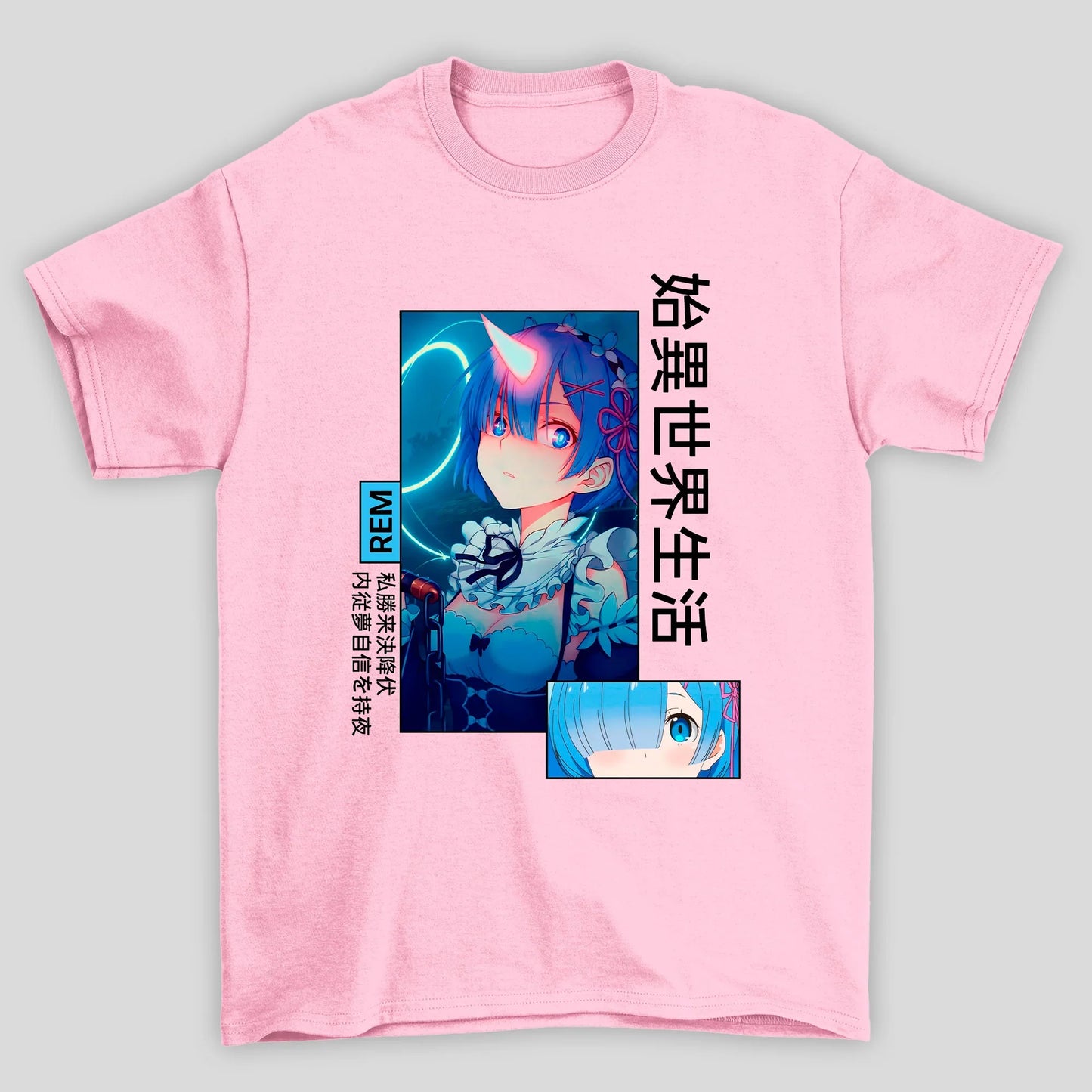 Camiseta Básica Unissex Kanji Rem Chifre Re Zero