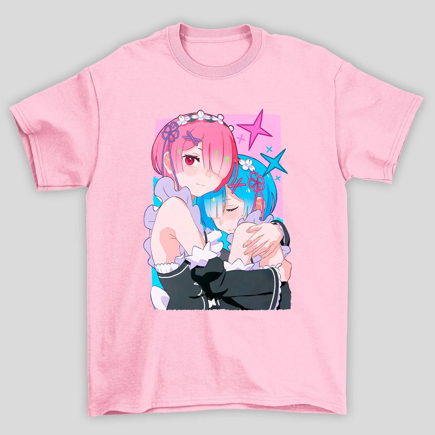 Camiseta Básica Unissex Rem E Ram Abraço Re Zero