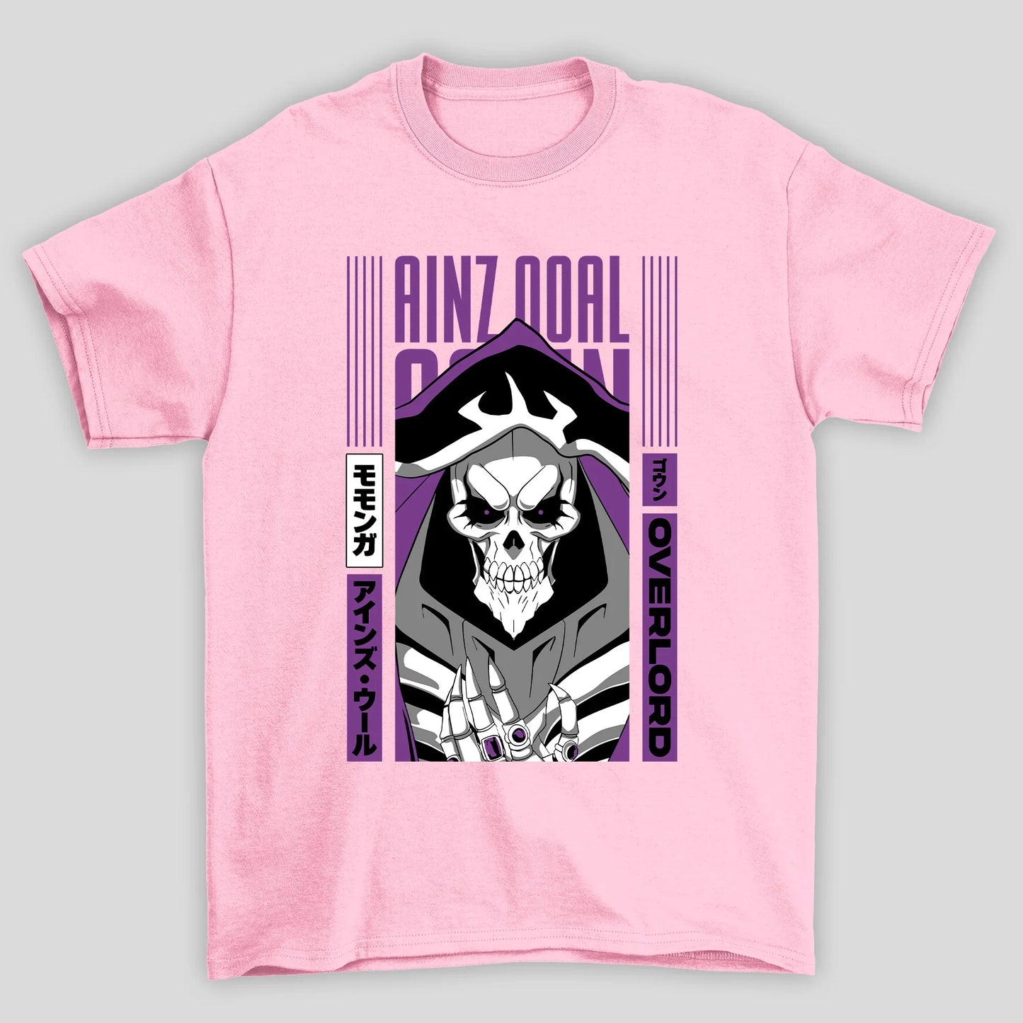 Camiseta Básica Unissex Overlord Ainz Rosto Kanji