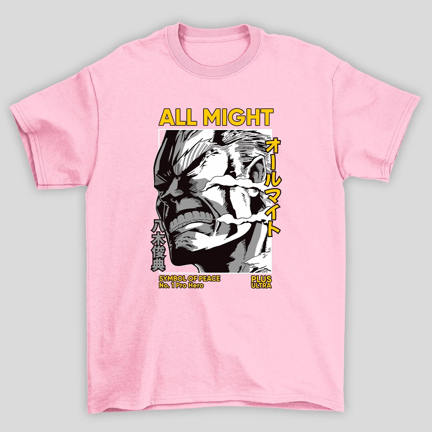 Camiseta Básica Unissex All Might Rosto Forte Boku No Hero