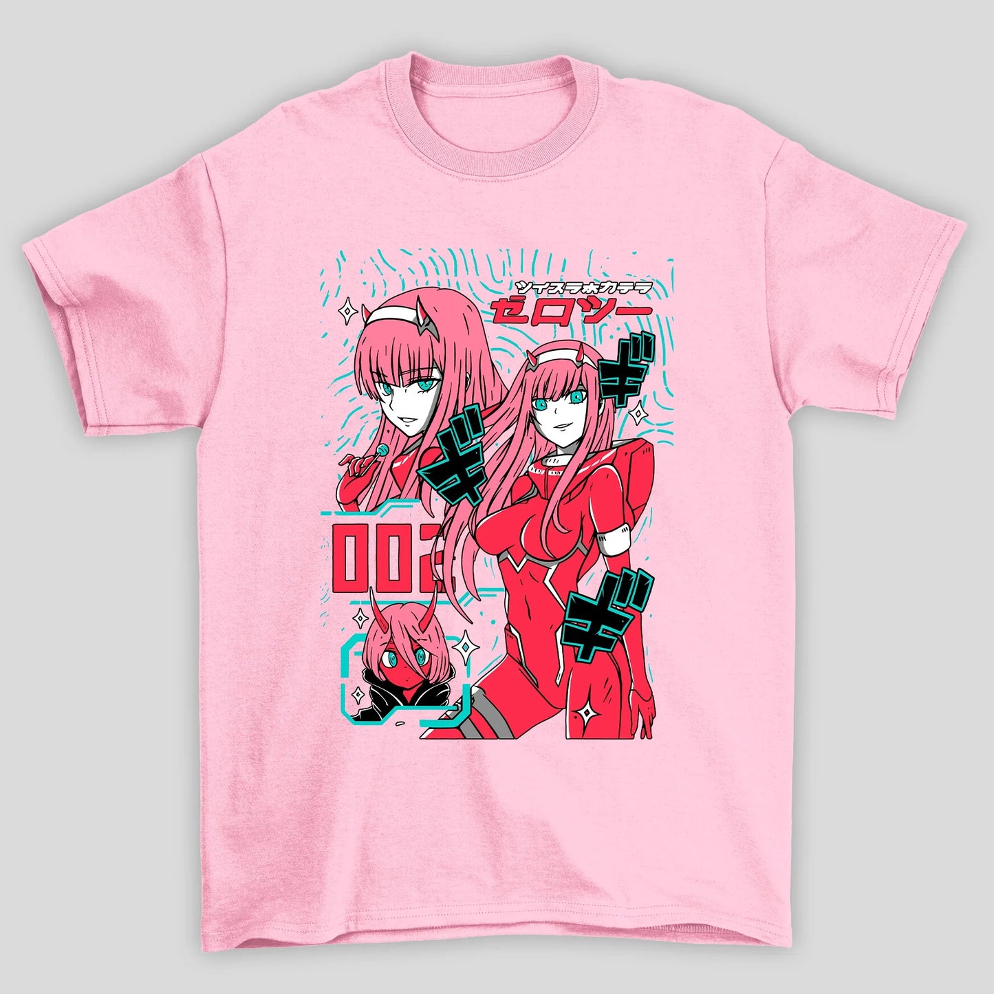 Camiseta Básica Unissex Zero Two Kanji Verde Darling In The Franxx