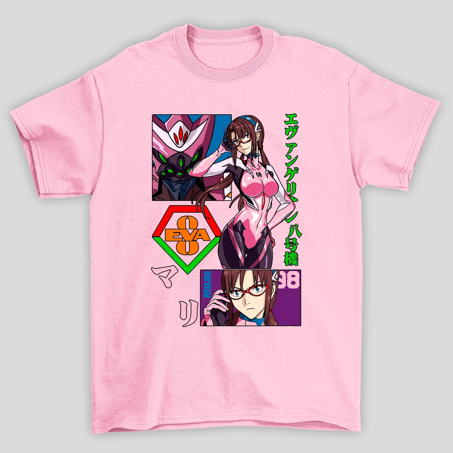 Camiseta Básica Unissex Mari EVA00 Kanji Evangelion