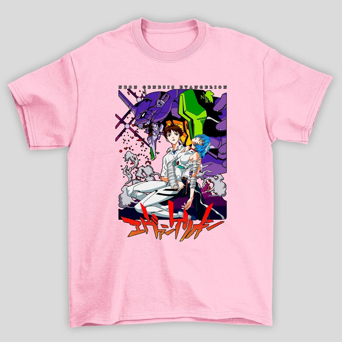 Camiseta Básica Unissex Shinji Rei Eva Kanji Evangelion