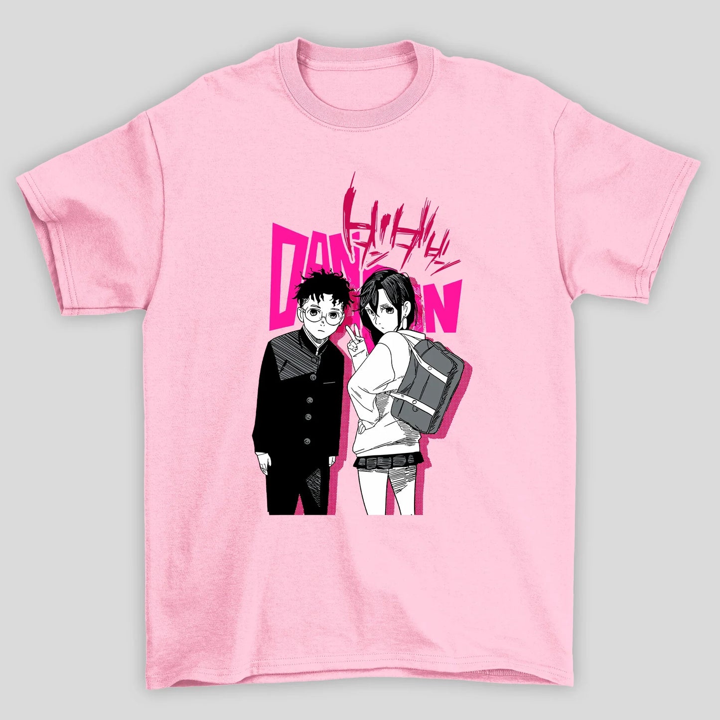 Camiseta Básica Unissex Okarun e Momo Ayase Manga Dandadan
