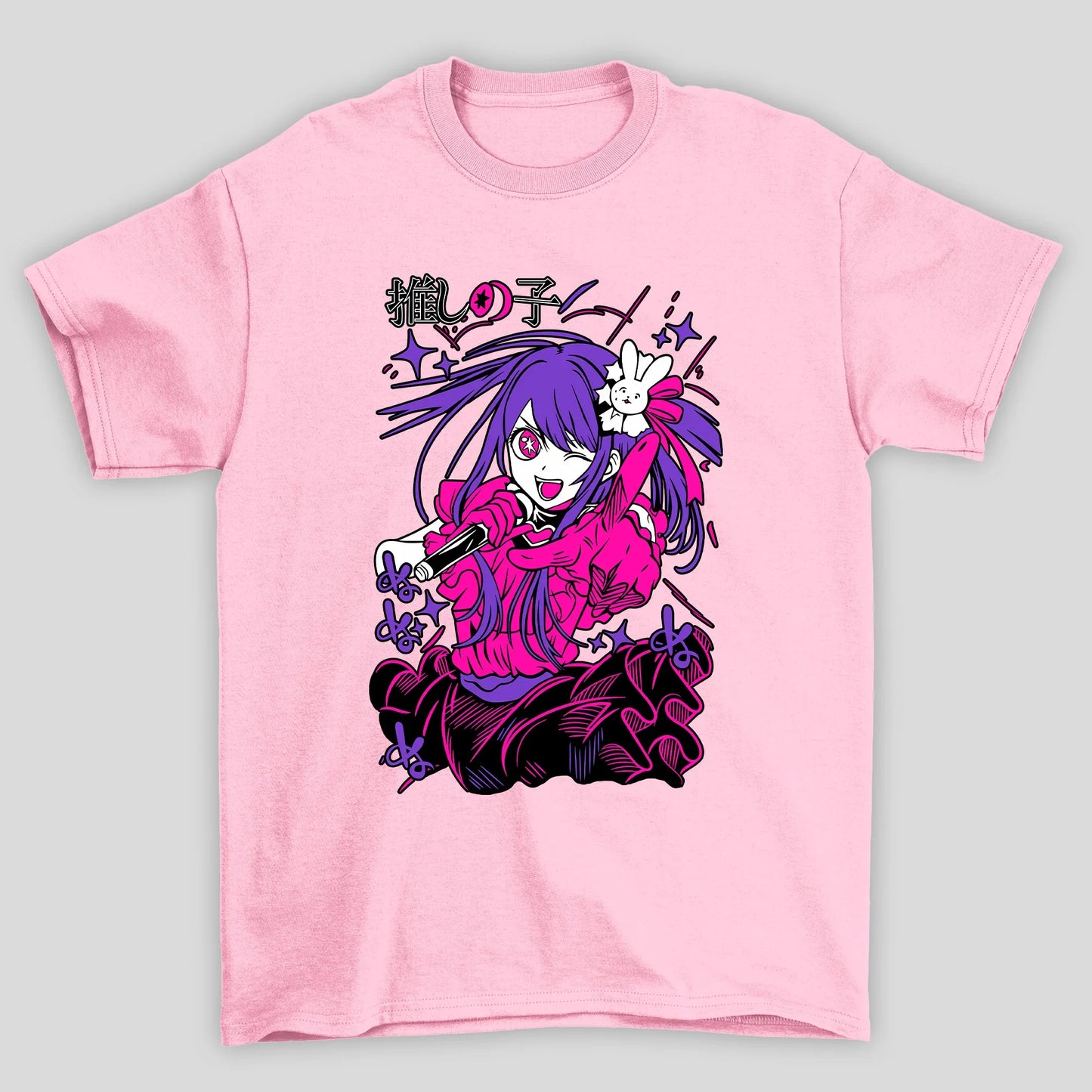 Camiseta Básica Unissex Ai Hoshino Piscando Oshi No Ko