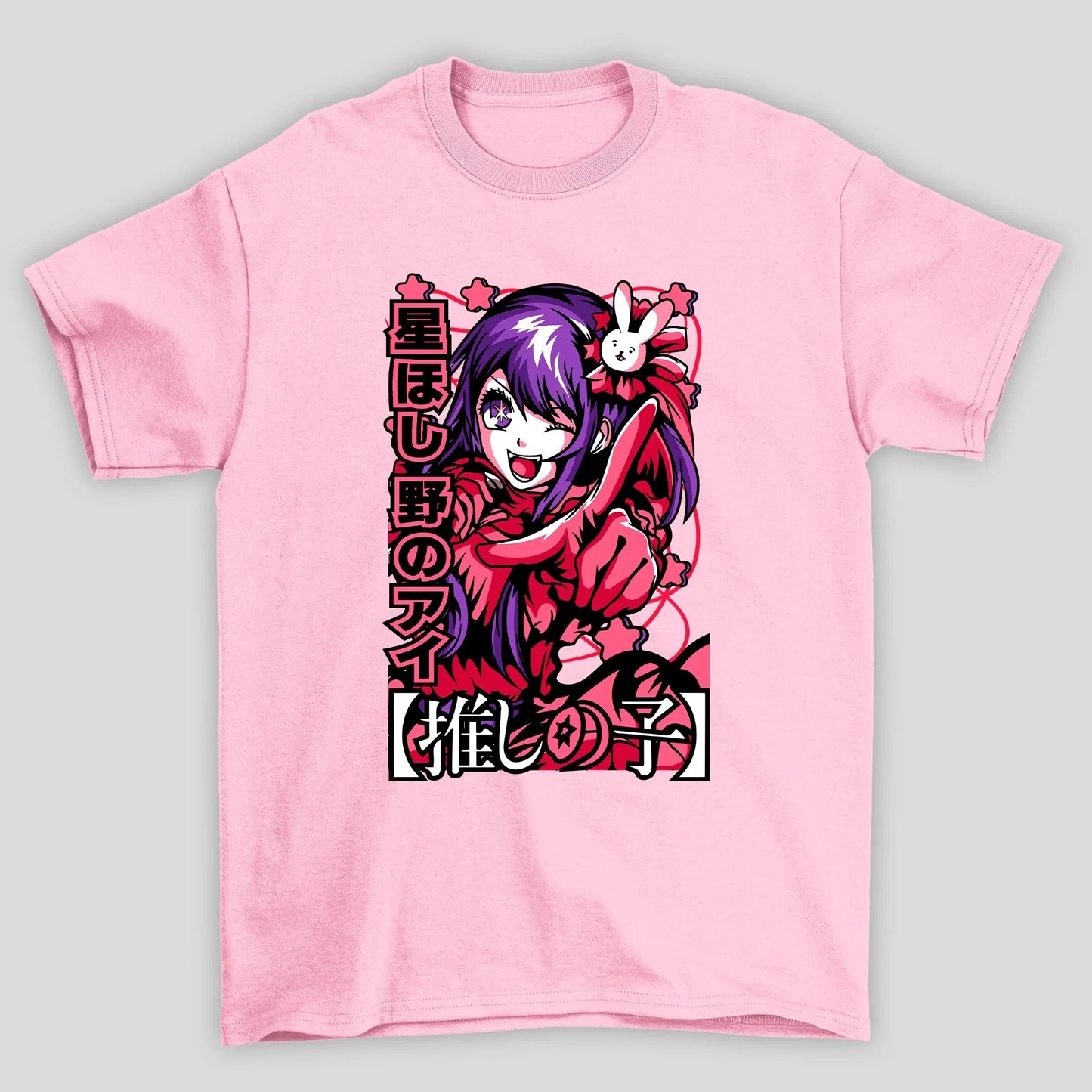Camiseta Básica Unissex Ai Hoshino Kanji Vermelho Oshi No Ko