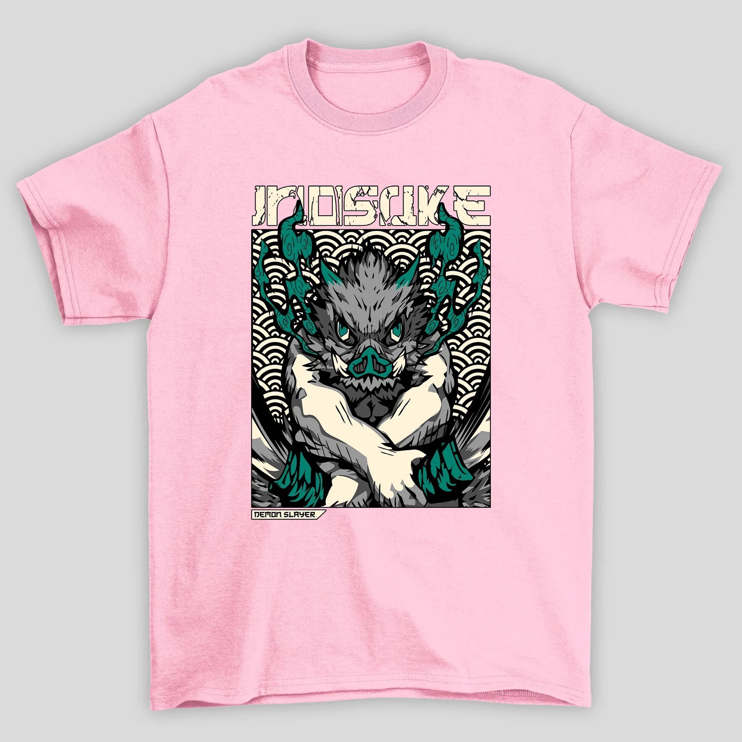 Camiseta Básica Unissex Demon Slayer Inosuke Fumaça Verde