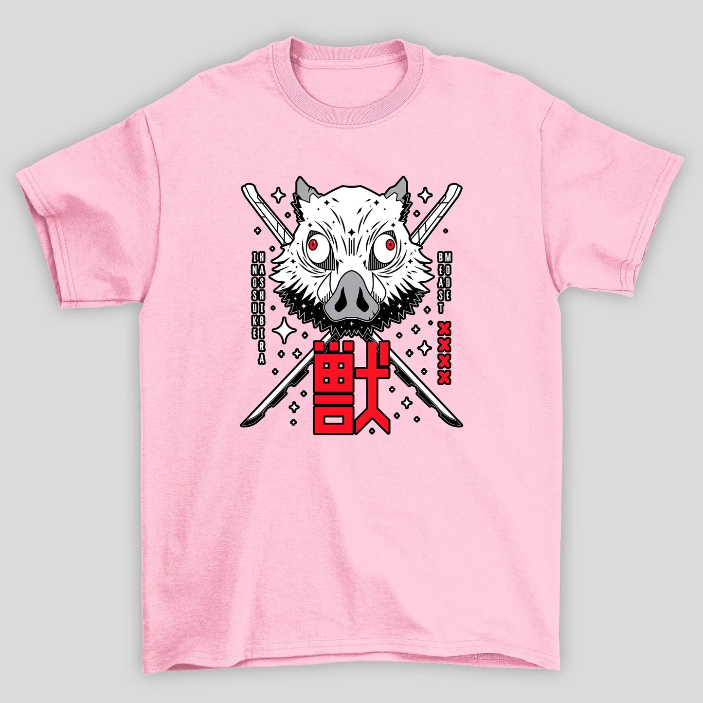 Camiseta Básica Unissex Demon Slayer Inosuke Mascara Kanji