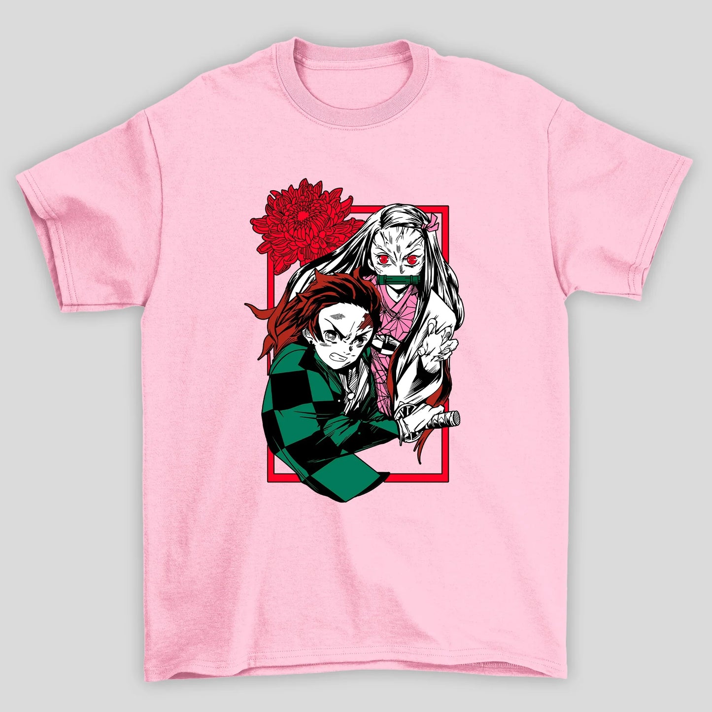 Camiseta Básica Unissex Demon Slayer Nezuko Tanjiro Flor