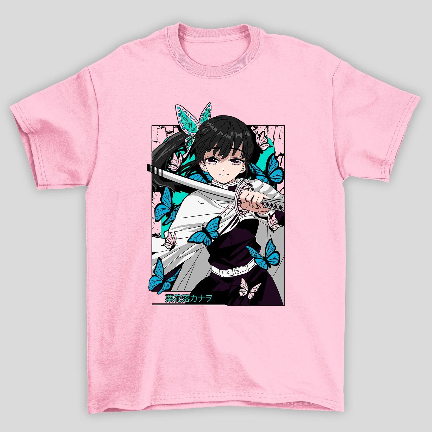 Camiseta Básica Unissex Demon Slayer Kanao Borboleta Kanji