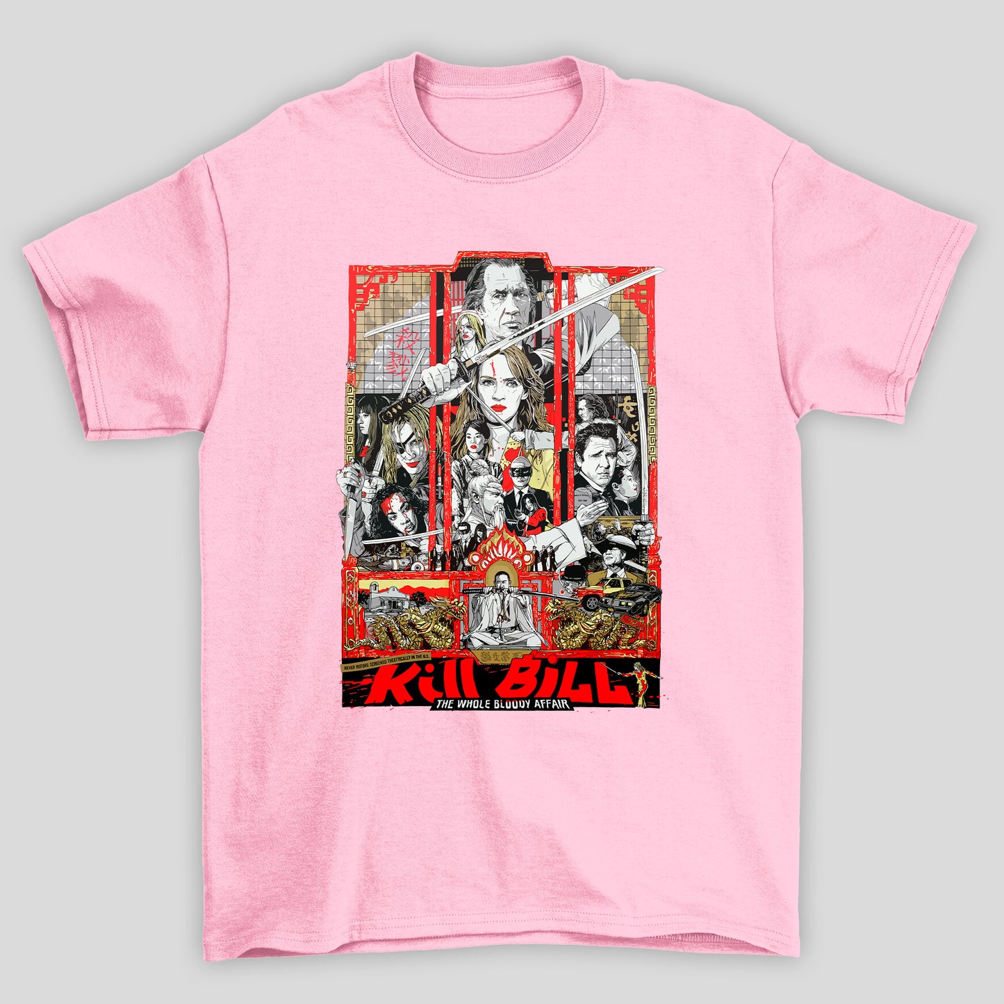 Camiseta Básica Unissex Kill Bill Poster The Whole Bloddy Affair