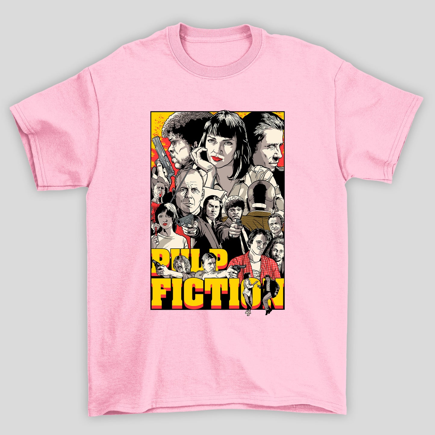 Camiseta Básica Unissex Arte Personagens Pulp Fiction