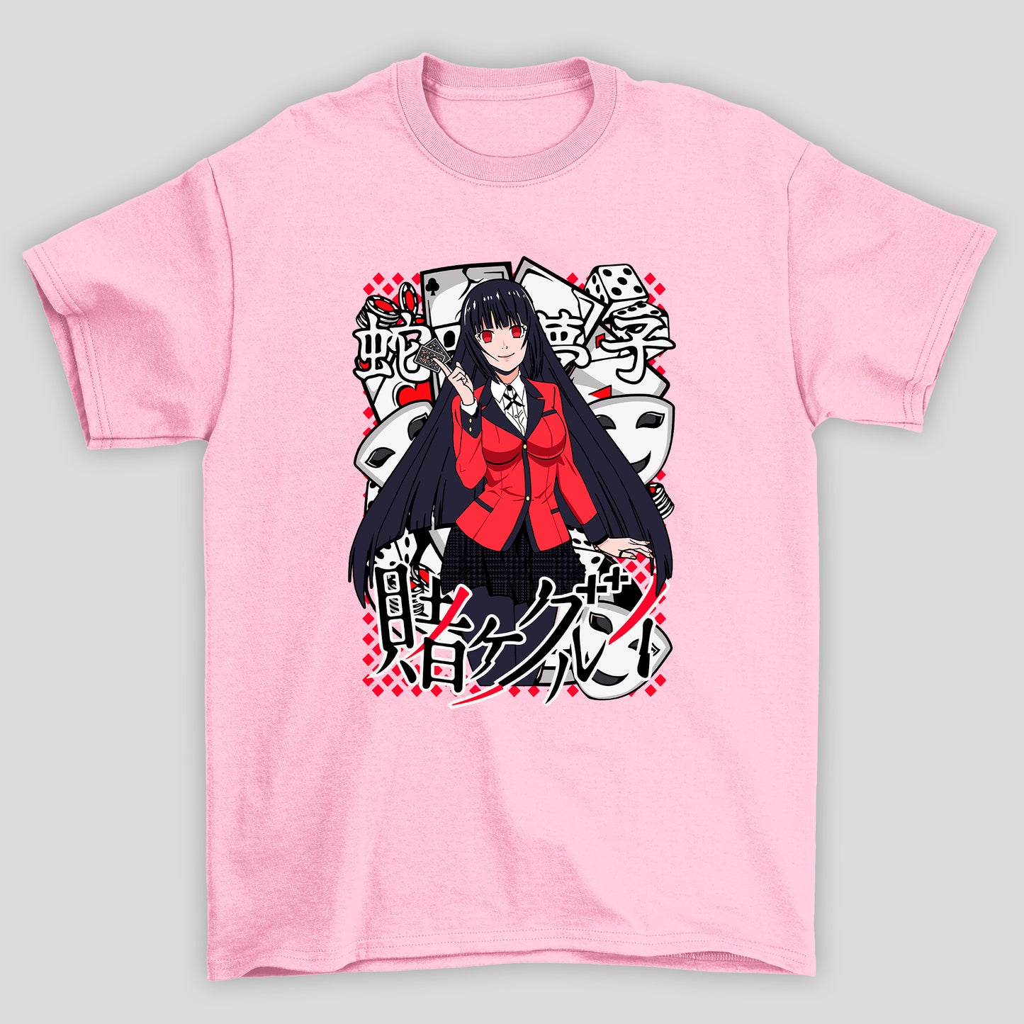 Camiseta Básica Unissex Yumeko Jabami Mascaras Kanji Kakegurui