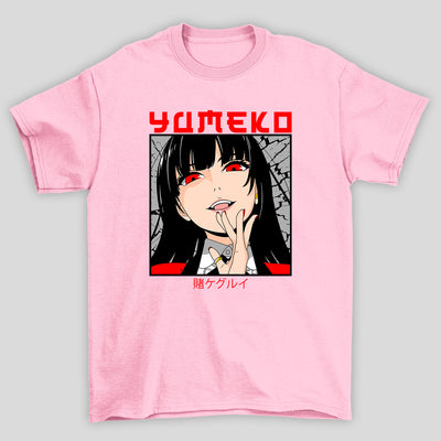 Camiseta Básica Unissex Yumeko Jabami Rosto Kanji Kakegurui