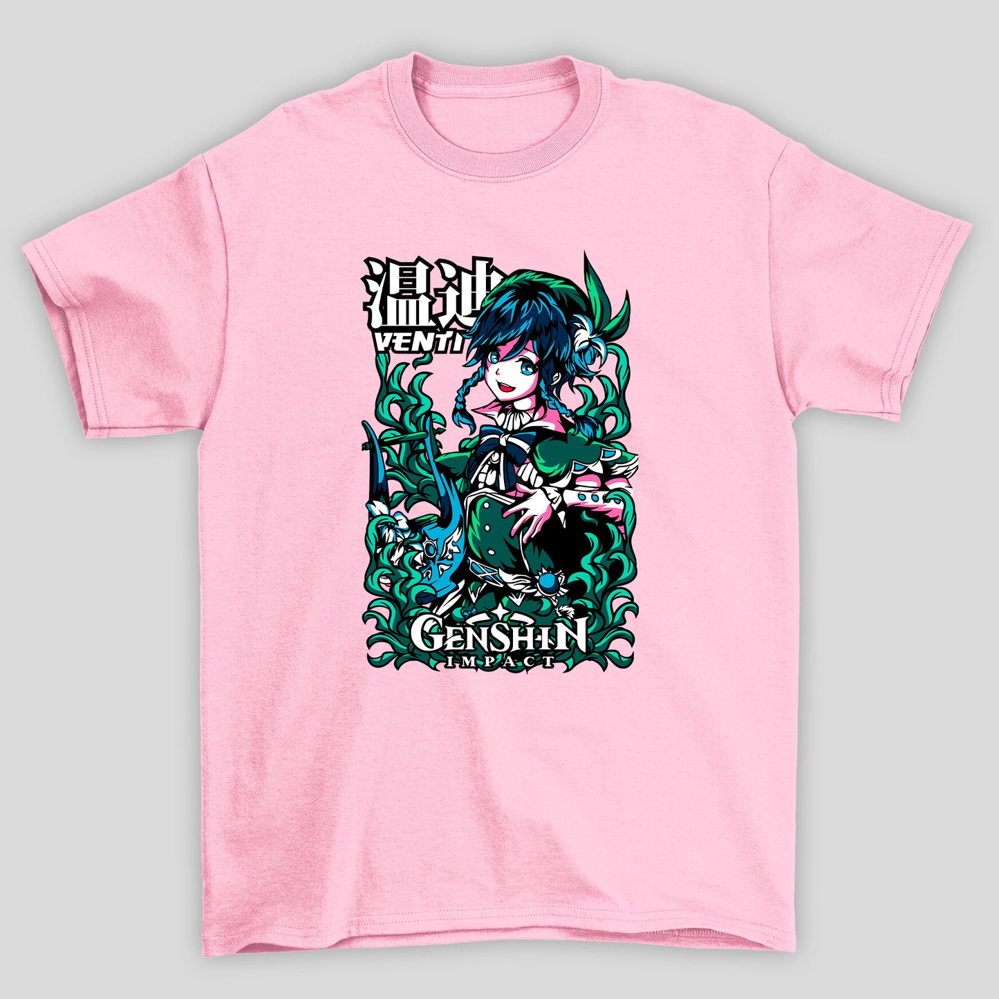 Camisetaa Básica Unissex Venti Kanji Genshin