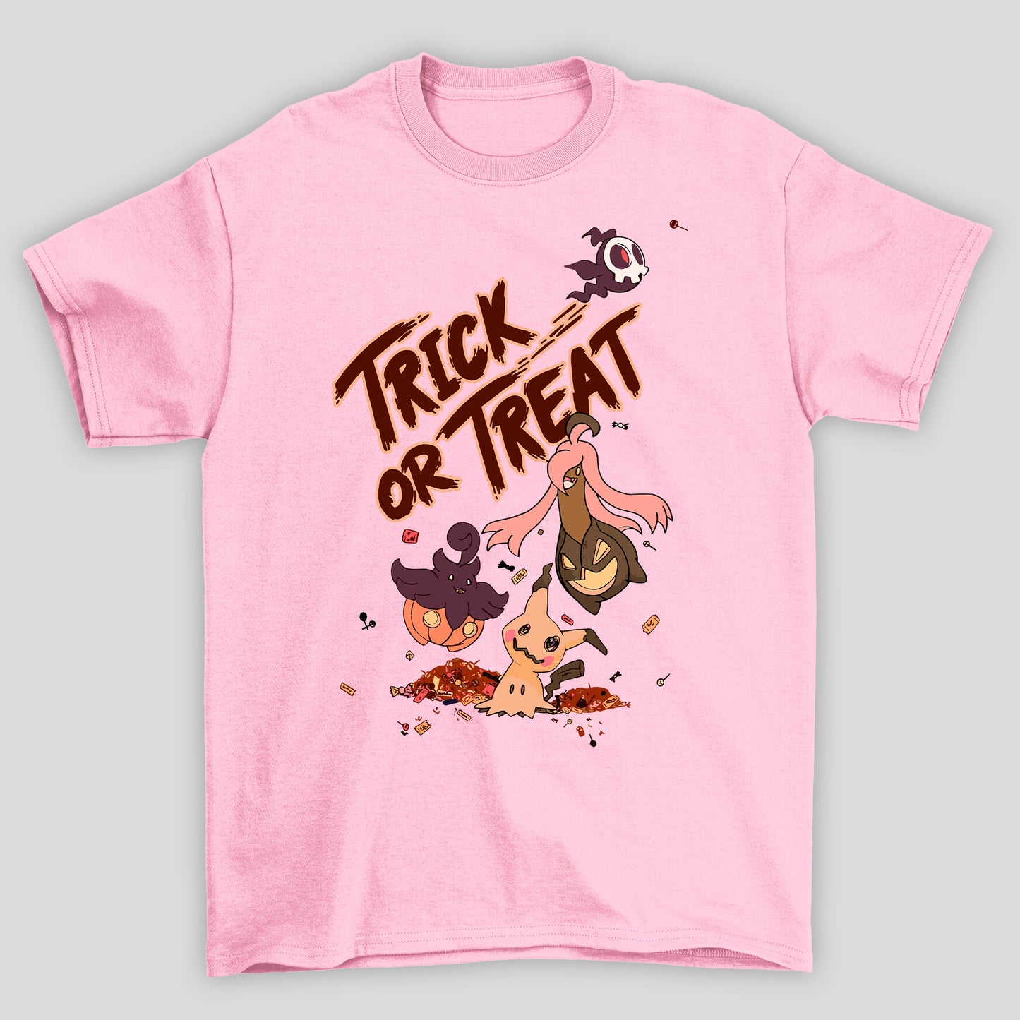 Camiseta Básica Unissex Doces ou Travessuras Pokemon Halloween