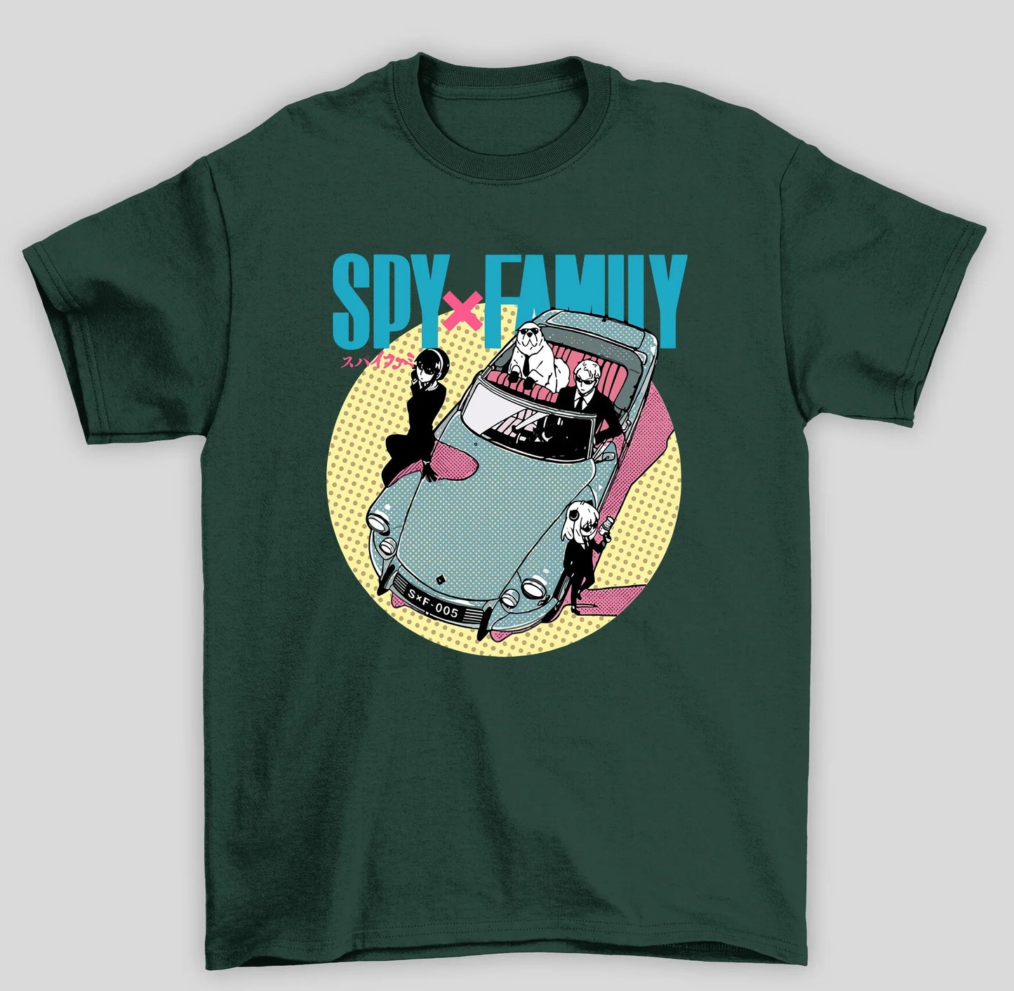 Camiseta Básica Unissex Spy x Family Carro- verde