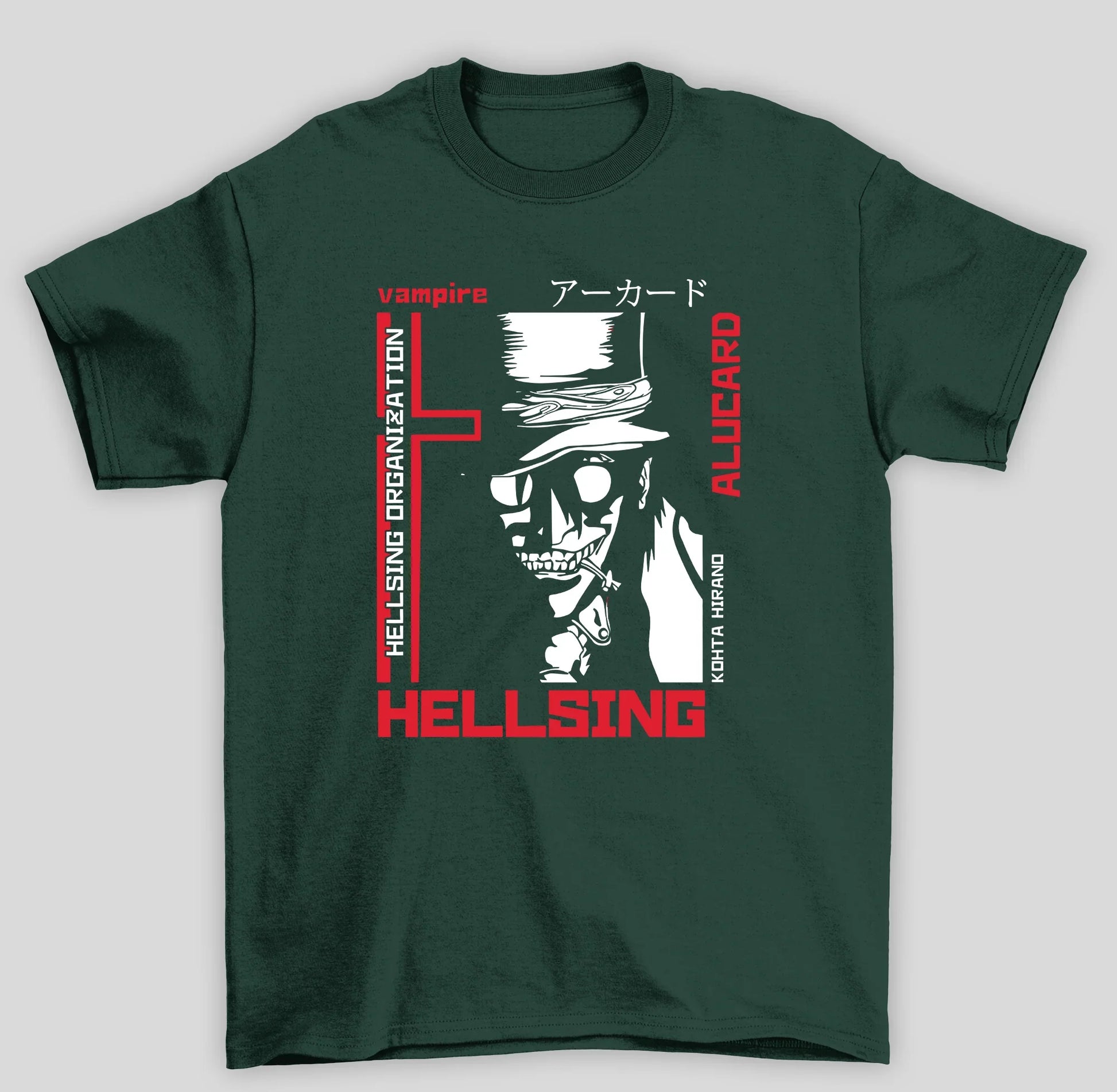 Camiseta Básica Unissex Alucard Hellsing Organization Anime- verde