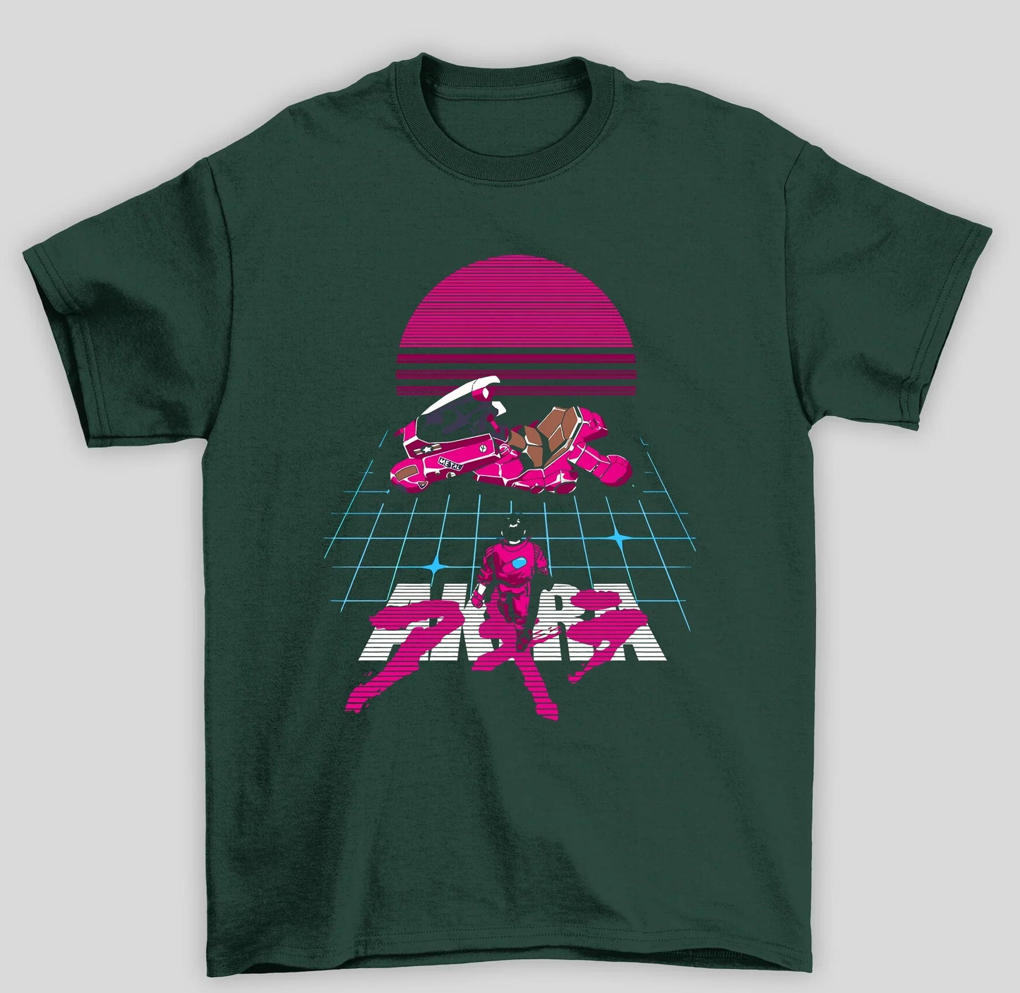 Camiseta Básica Unissex Akira Vaporwave Anime- verde
