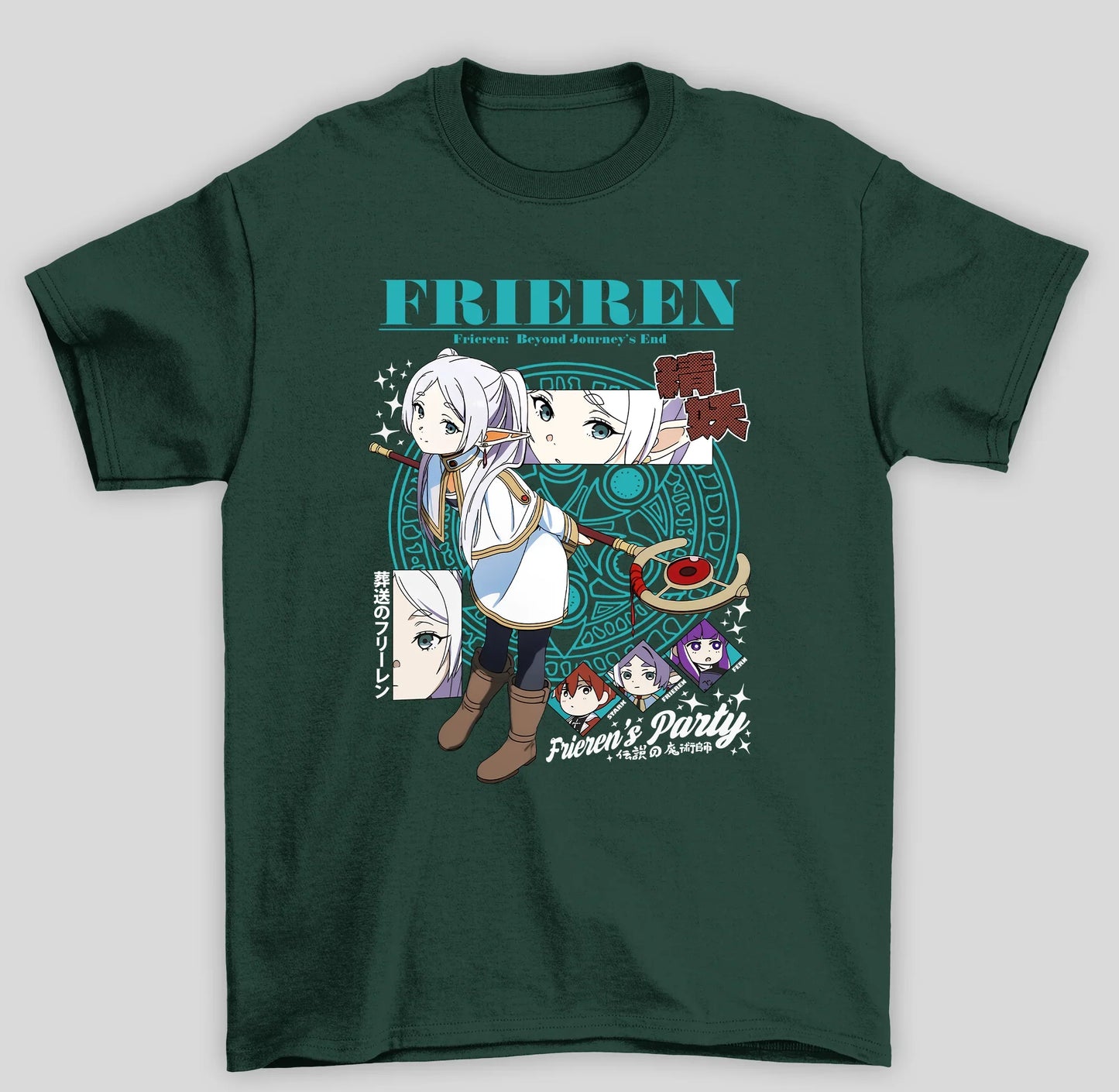 Camiseta Básica Unissex Frieren Party Frieren's- verde