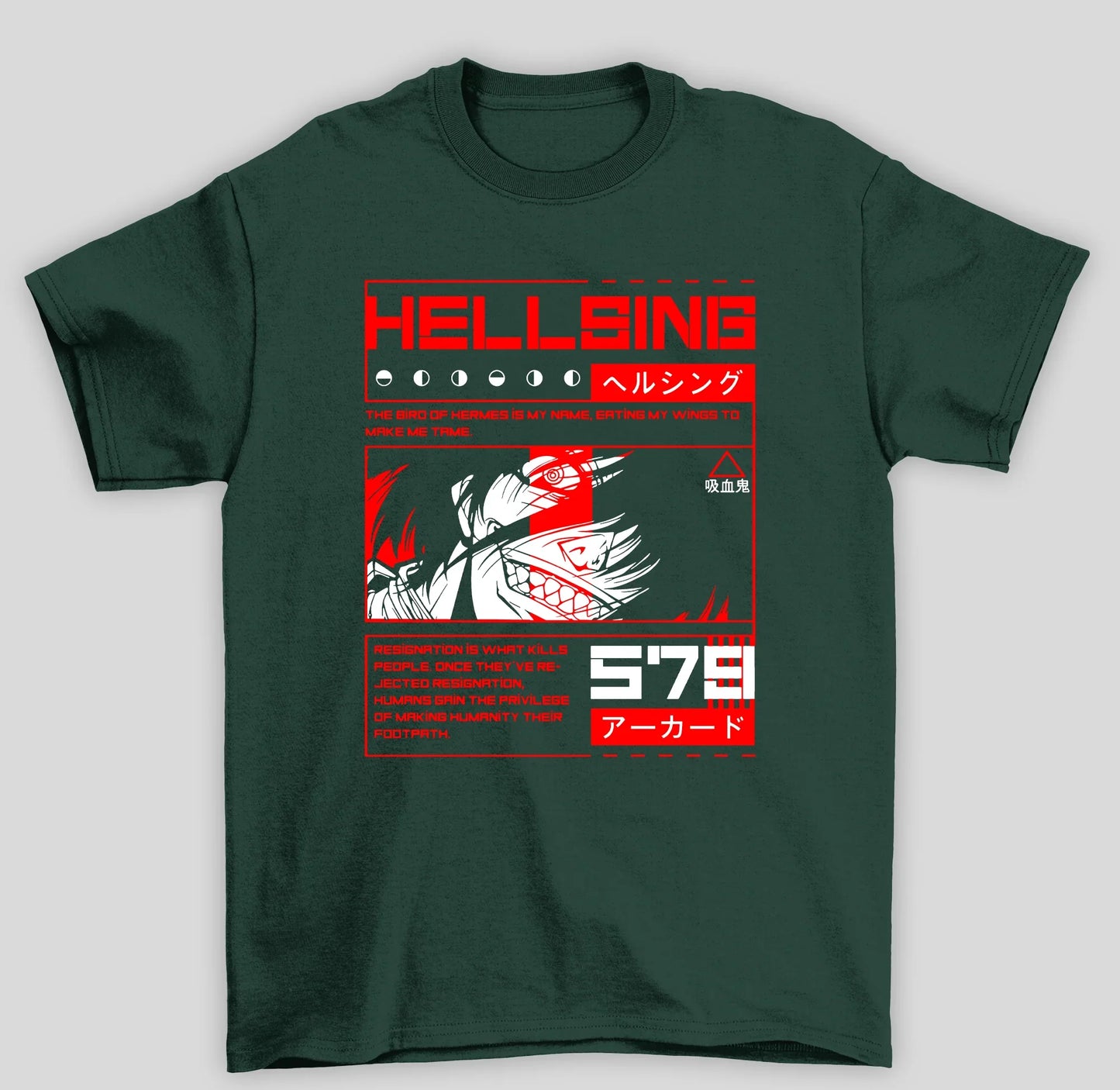 Camiseta Básica Unissex Hellsing The Bird Of Hermes Is My Name