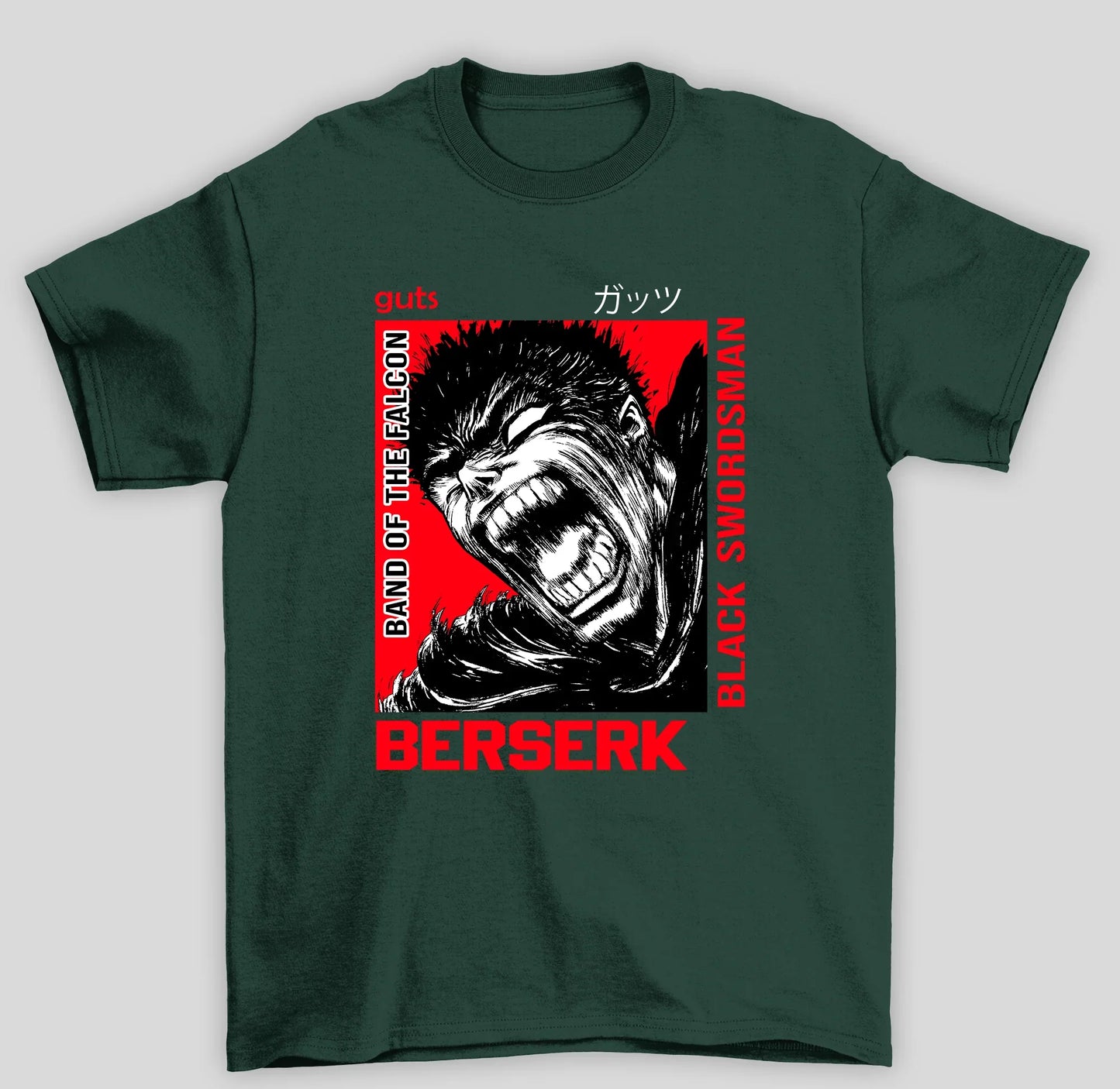 Camiseta Básica Unissex Berserk Black Swordsman Guts- VERDE