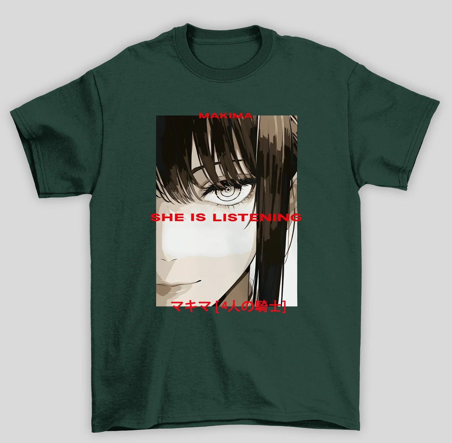 Camiseta Básica Unissex Chainsaw Man Makima She Is Listening