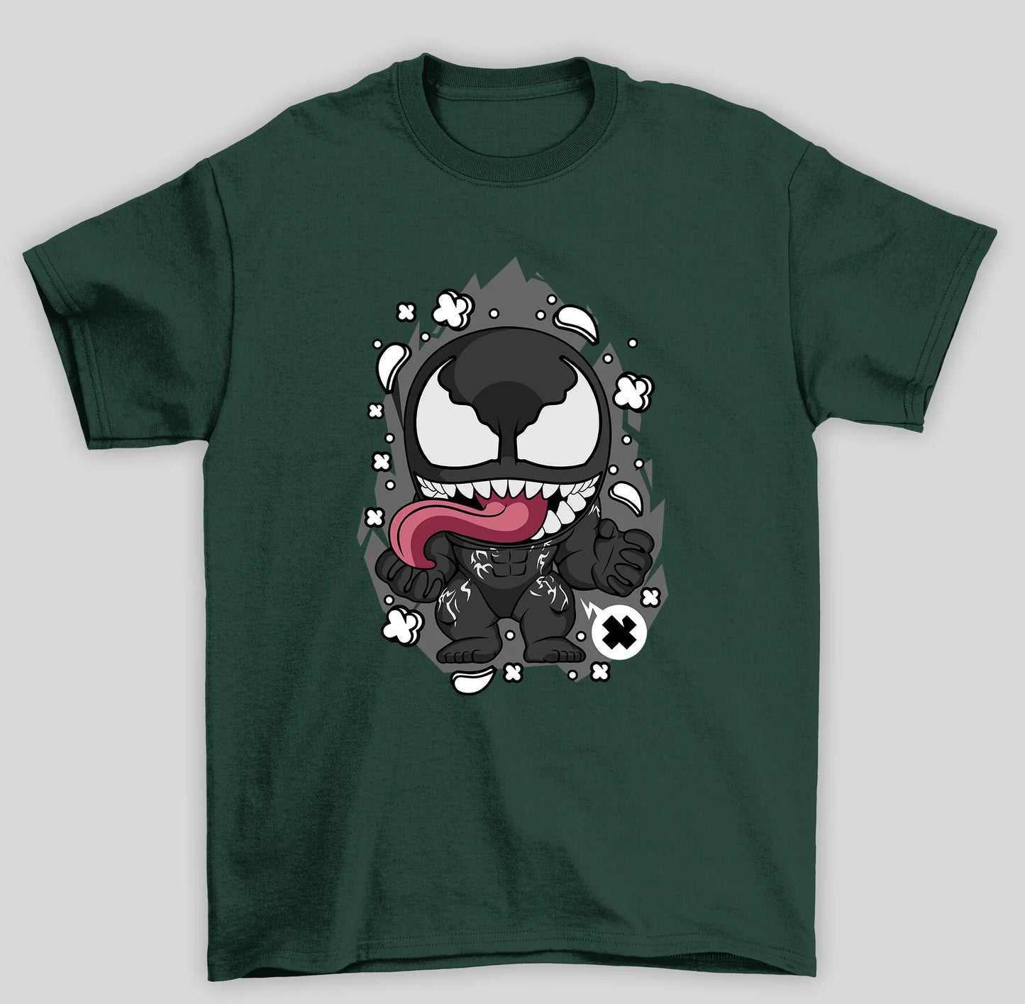 Camiseta Básica Unissex Venom Chibi Fofo- verde