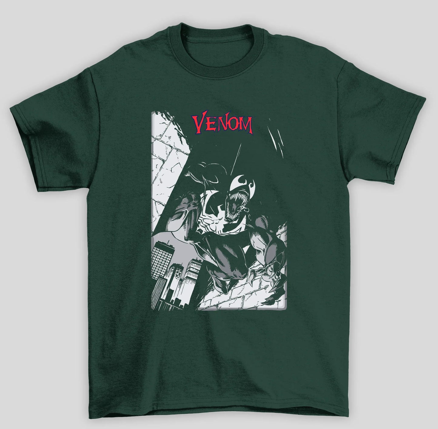 Camiseta Básica Unissex Venom HQ Cidade- verde