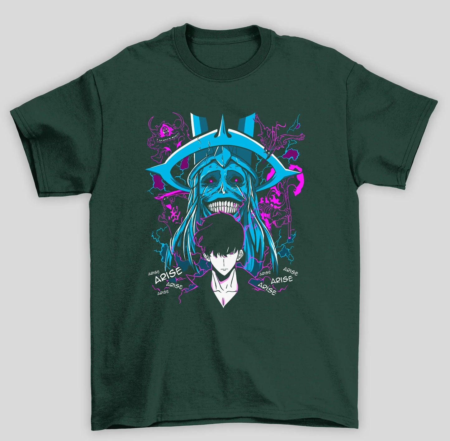 Camiseta Básica Unissex Solo Leveling Sung Monstro Azul
