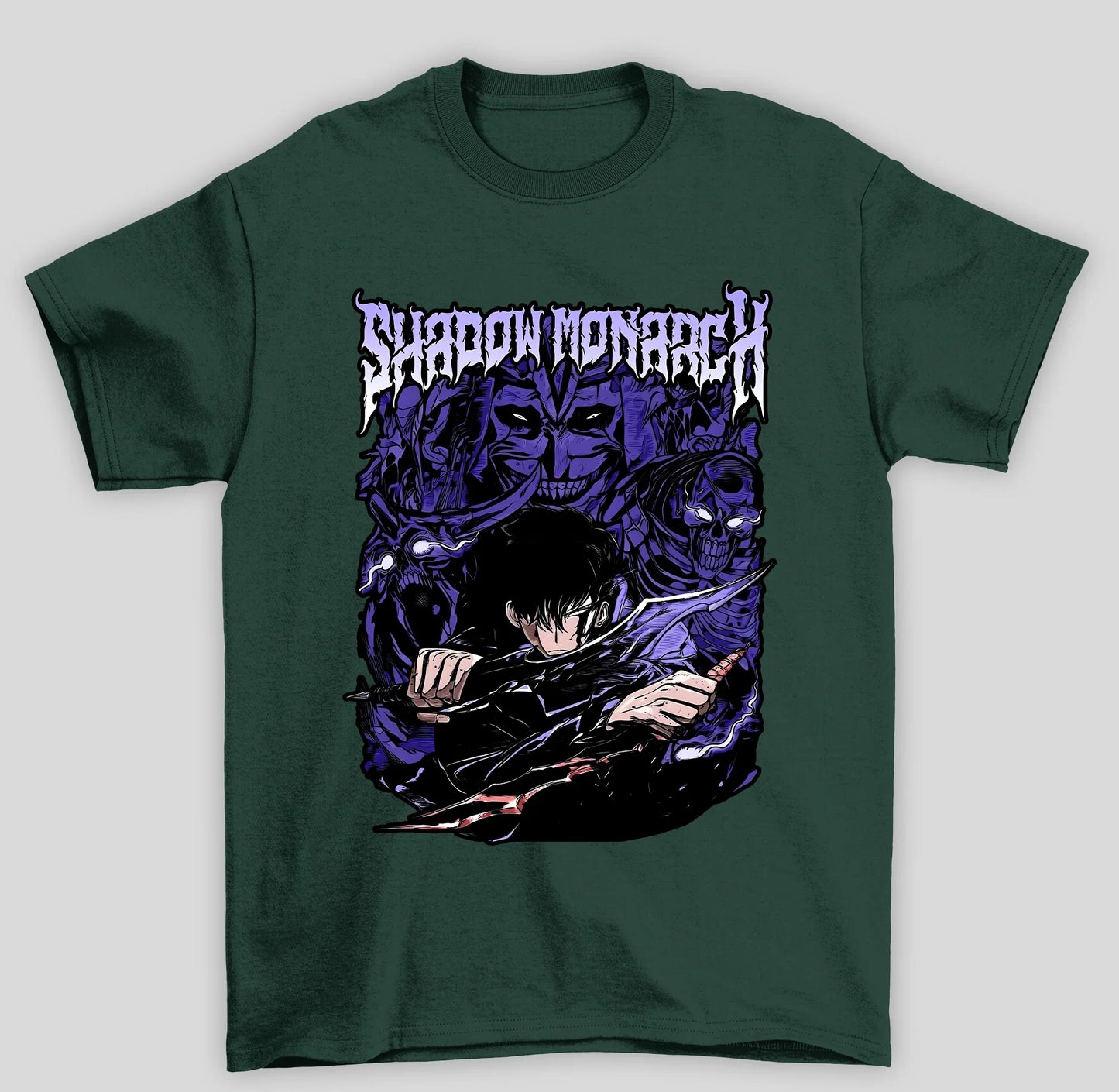 Camiseta Básica Unissex Solo Leveling Shadow Monarch