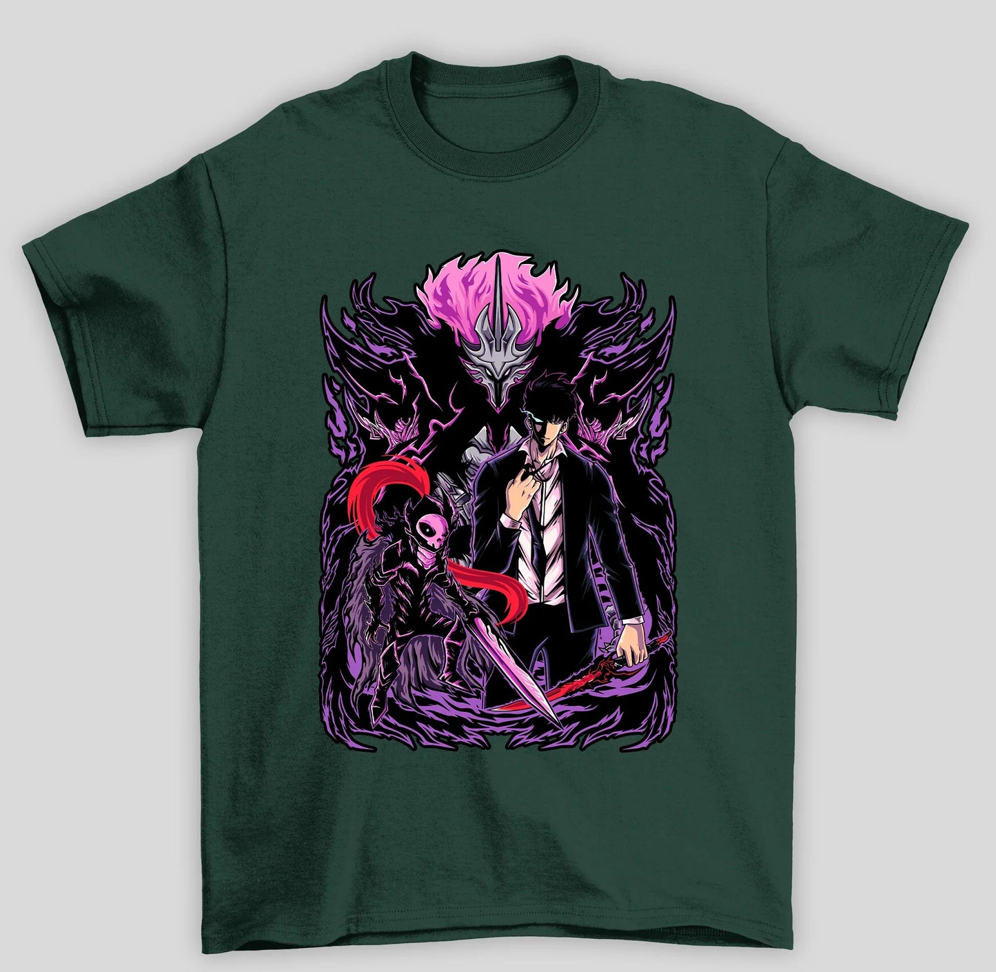 Camiseta Básica Unissex Solo Leveling Sung Cavaleiro Roxo