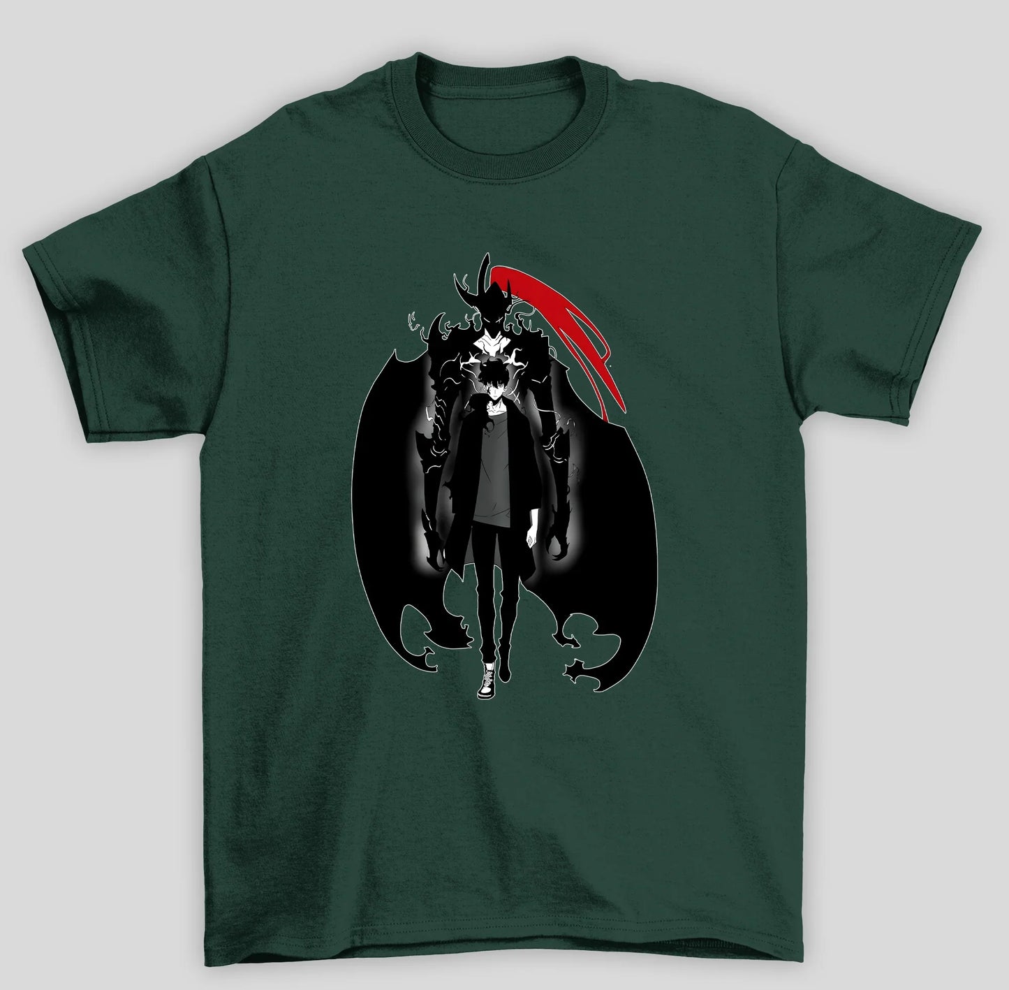 Camiseta Básica Unissex Solo Leveling Sung e Cavaleiro