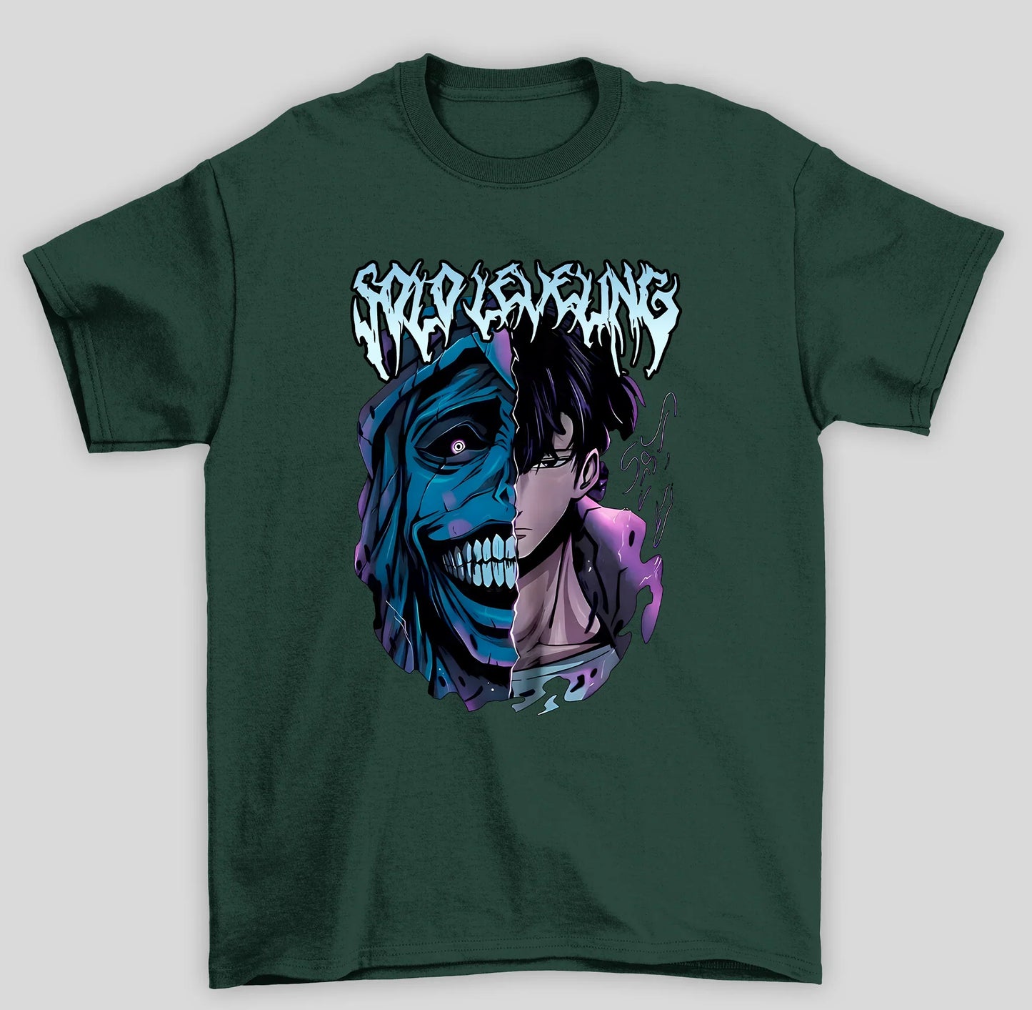 Camiseta Básica Unissex Solo Leveling Monstro Vs Sung