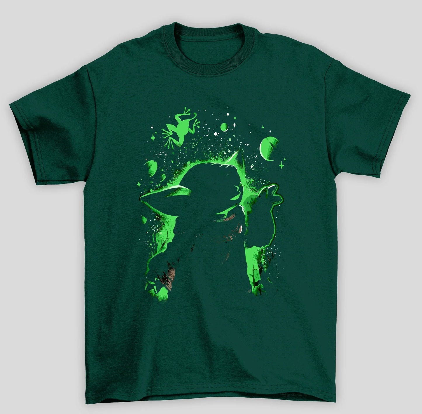 Camiseta Básica Unissex The Mandalorian Baby Yoda Silhueta Verde
