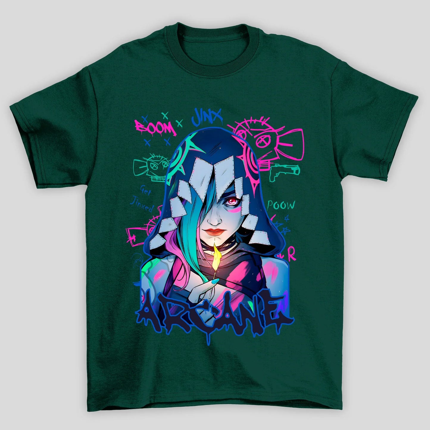 Camiseta Básica Unissex Arcane Jinx Fosforo