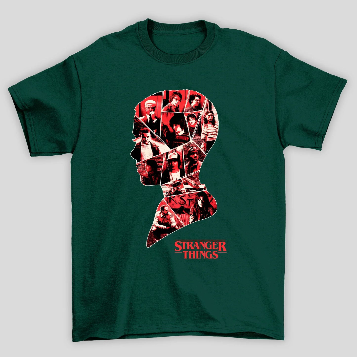 Camiseta Básica Unissex Eleven Silhueta Colagem Stranger Things