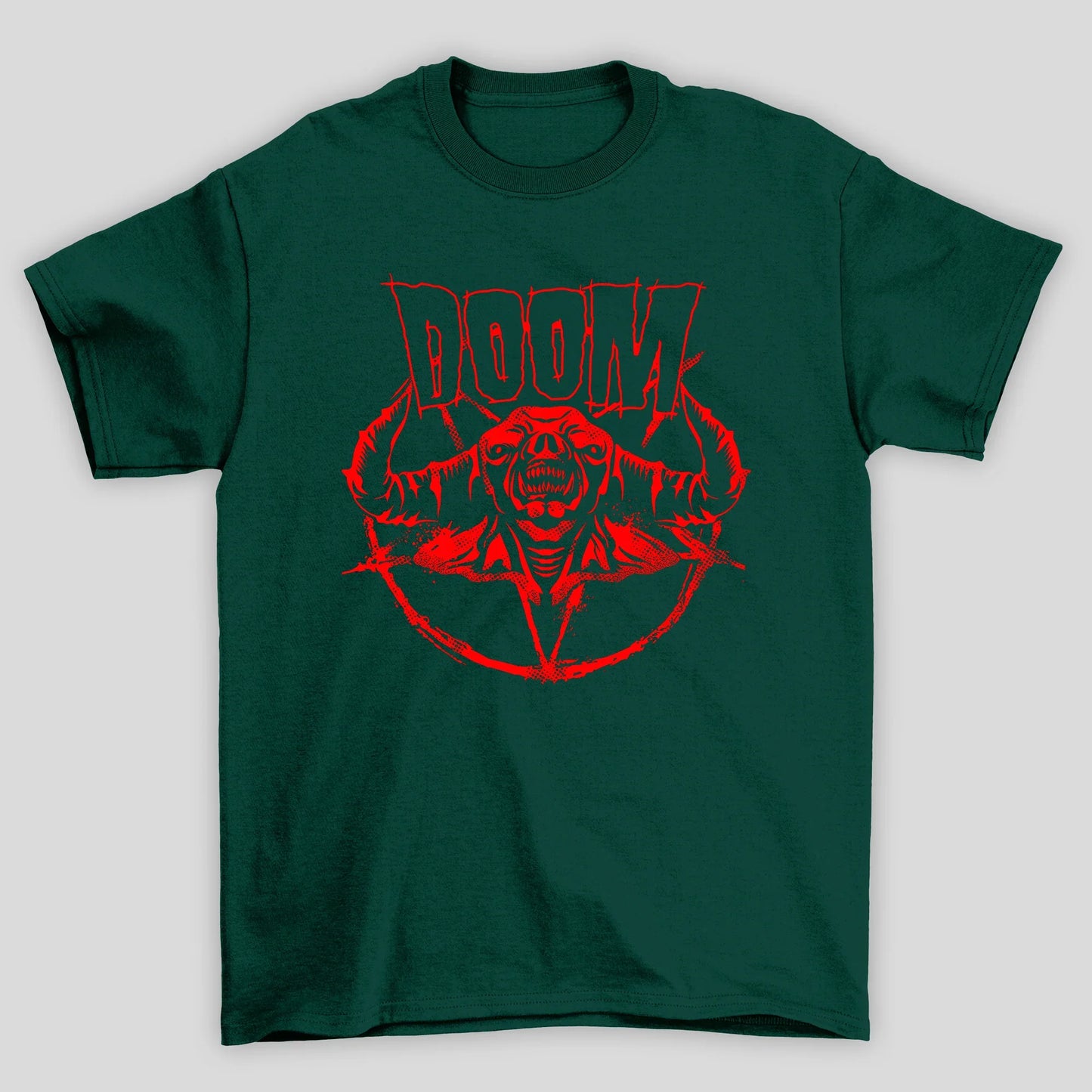 Camiseta Básica Unissex Doom Demon Pentagrama