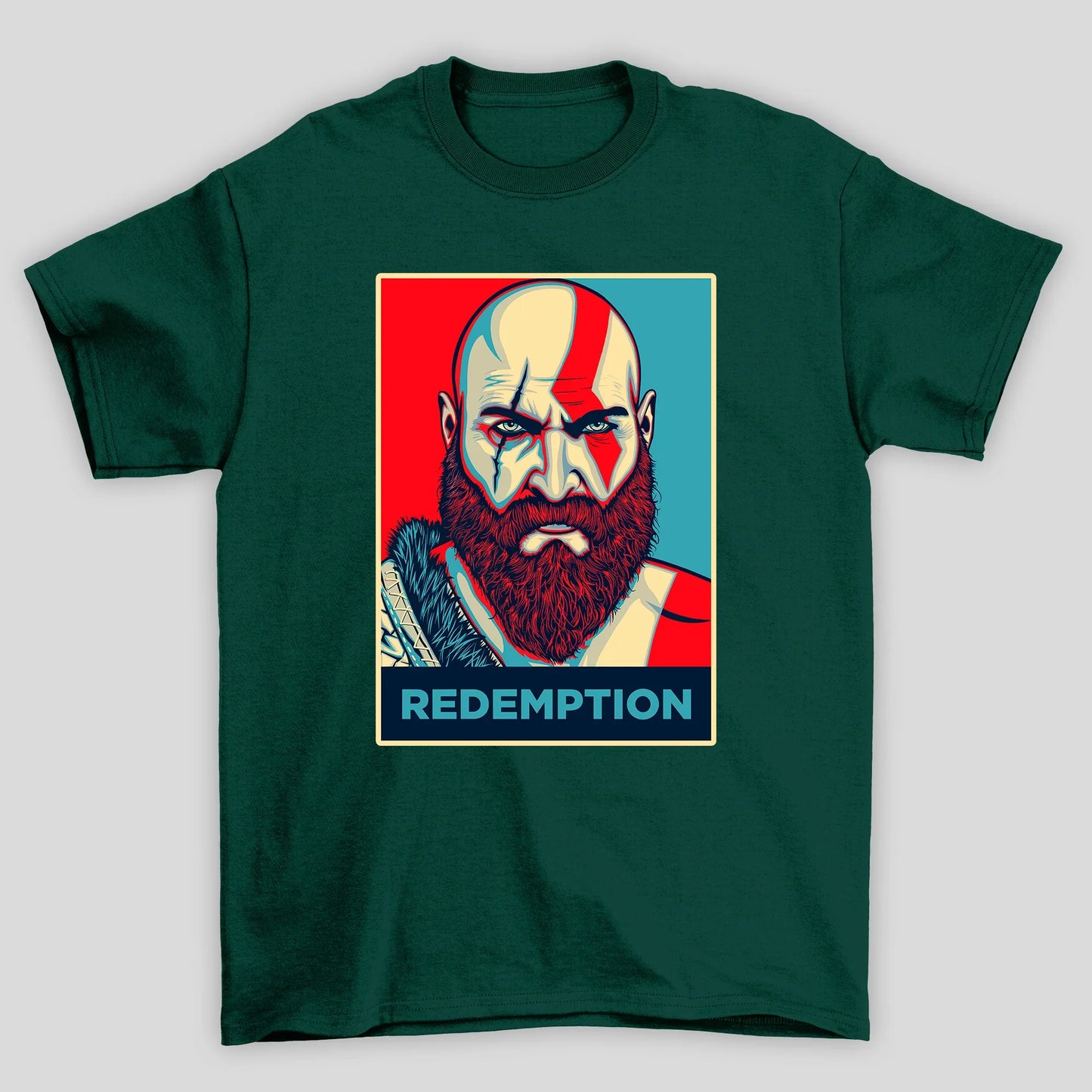 Camiseta Básica Unissex Kratos Rosto Art Pop God Of War