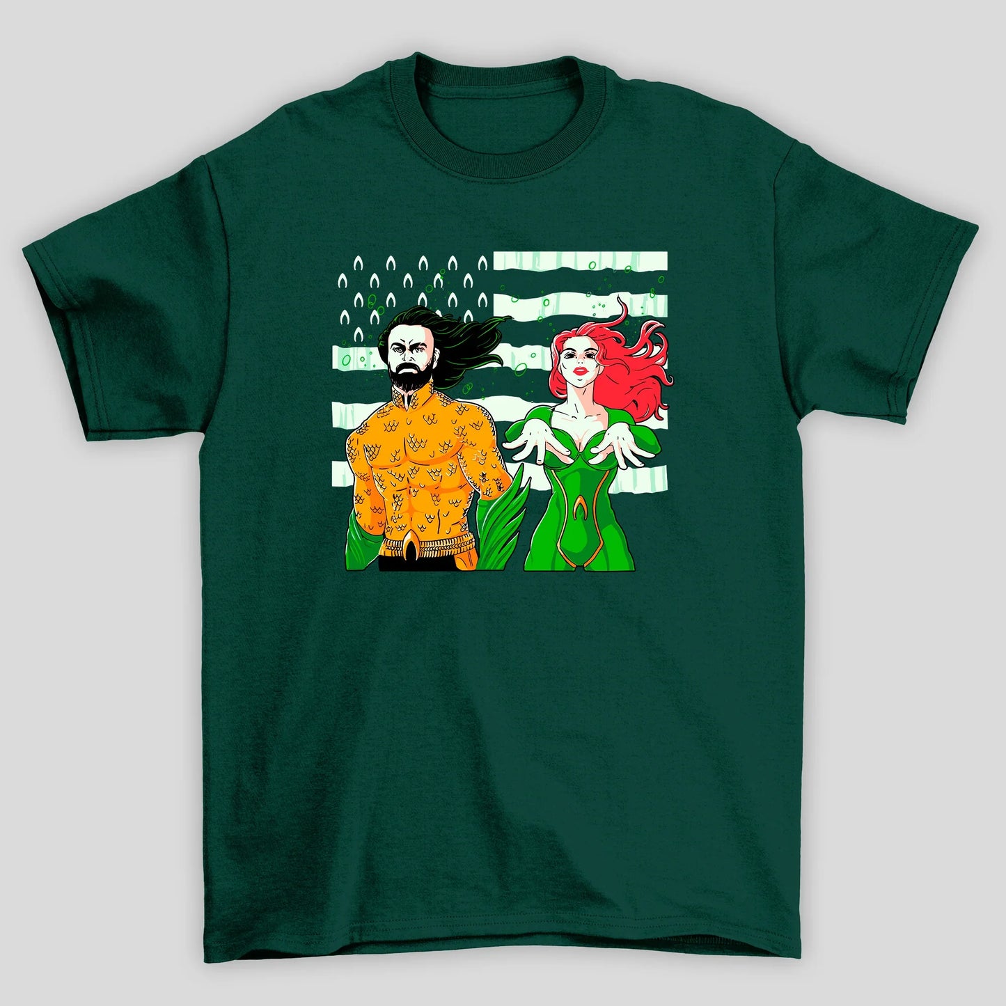 Camiseta Básica Unissex Mera e Aquaman Bandeira