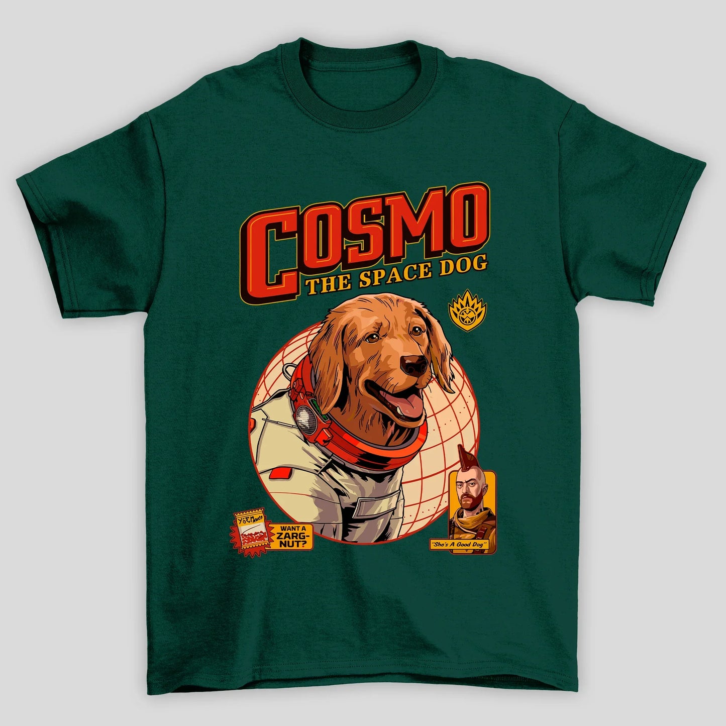 Camiseta Básica Unissex Cosmo The Space Dog Guardioes Da Galaxia