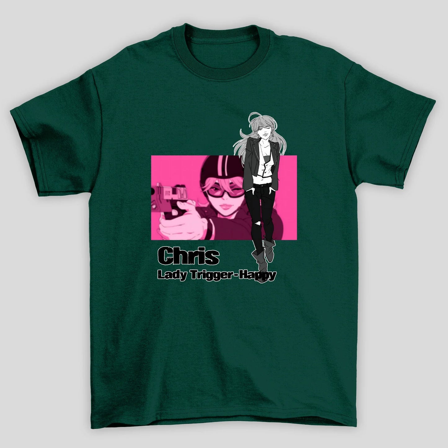 Camiseta Básica Unissex Chris Lady Trigger-Happy Lazarus