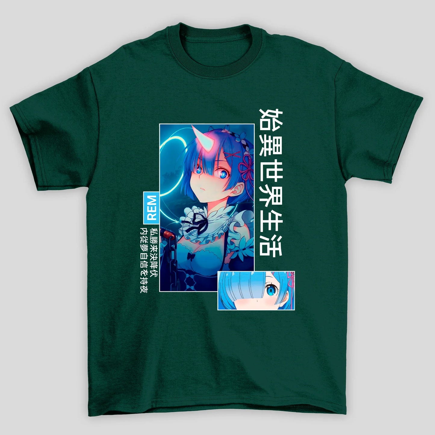 Camiseta Básica Unissex Kanji Rem Chifre Re Zero